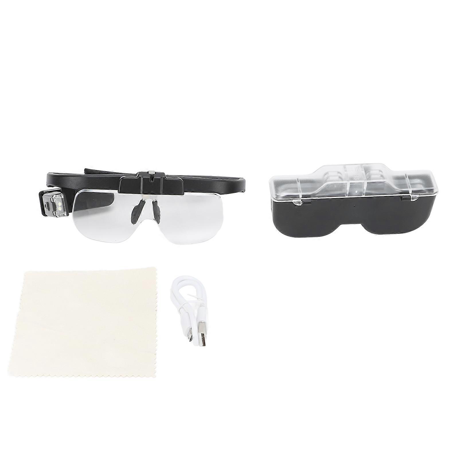 Headband Magnifier Chargeable Ergonomic Comfortable Nose Pads Foldable Bracket 2 Levels Lighting Electronic Magnifier
