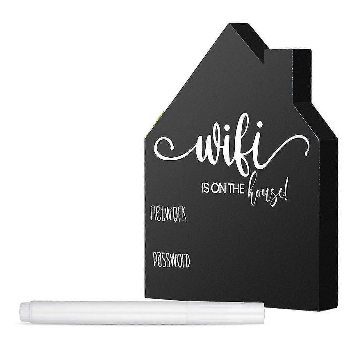 Password Sign Wooden Table Sign Wooden Freestanding Sign with Board Erasable Pen Chalkboard Style F