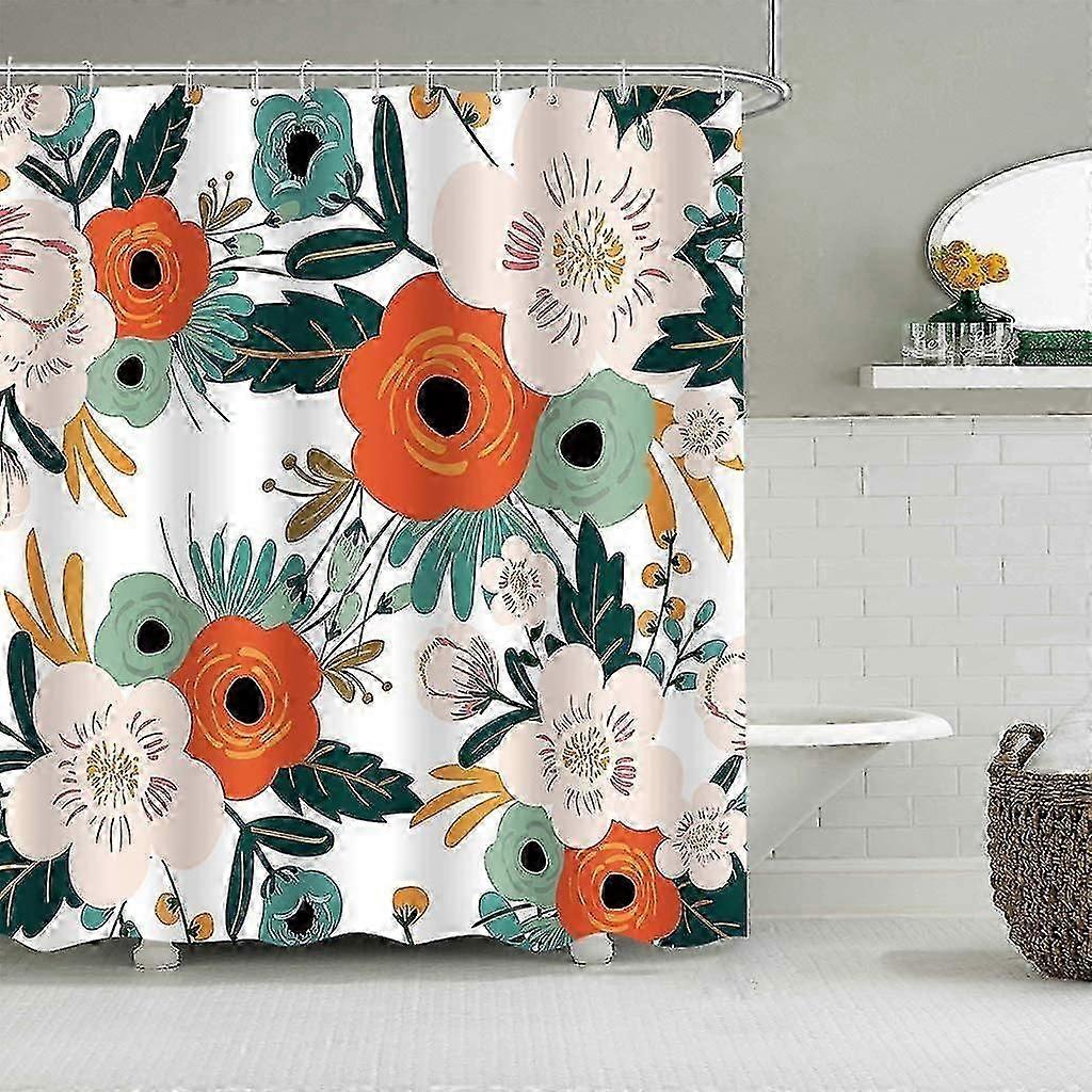 periwinkle cortina de chuveiro de tecido 72 x 84 polegadas (largura x altura) polegadas aquarela flores verde