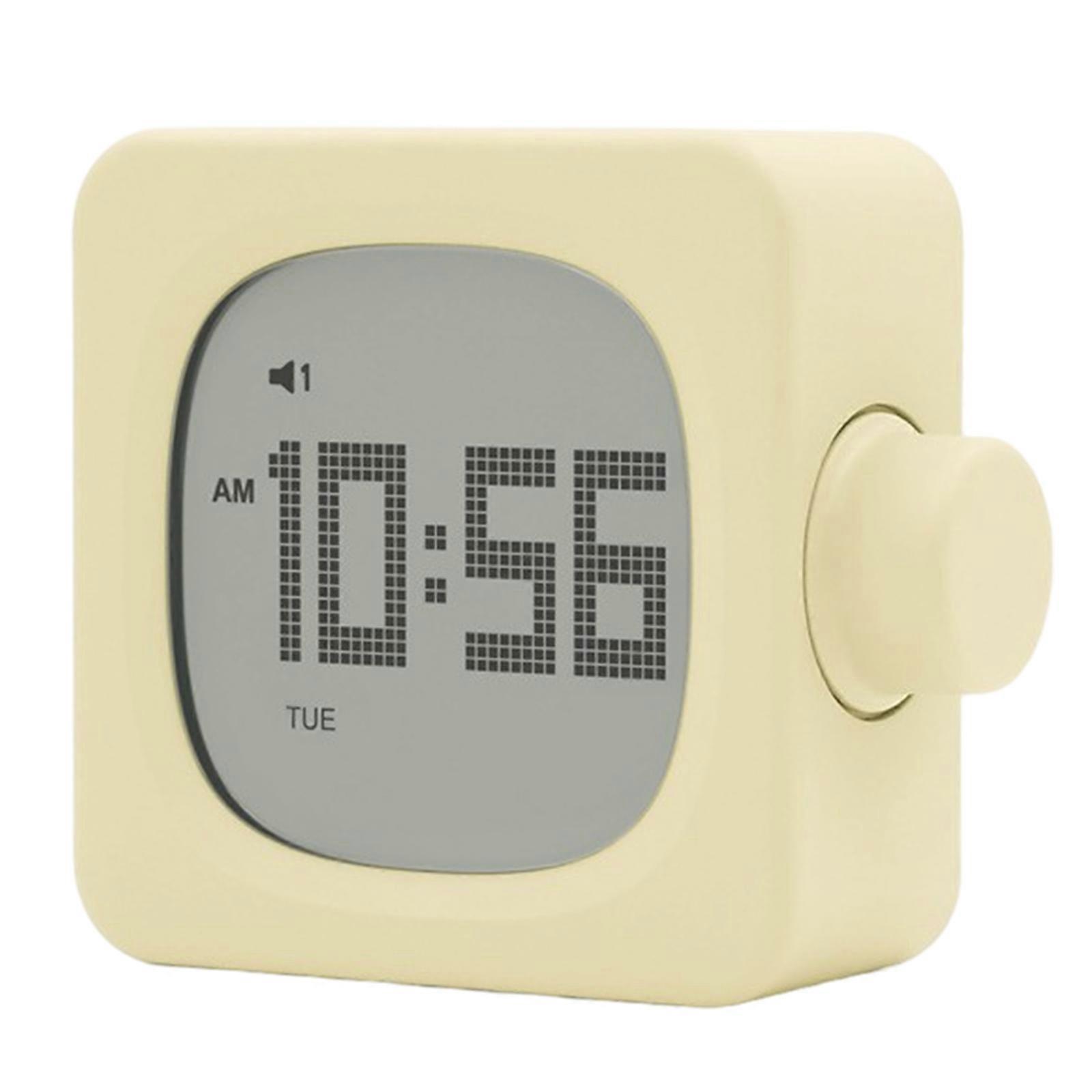 Stylish Cubic Alarm Clock with Backlight for Students Minimalists 2 Alarms LED Desk Clock Rechargeable Night Lamp Timer Yellow