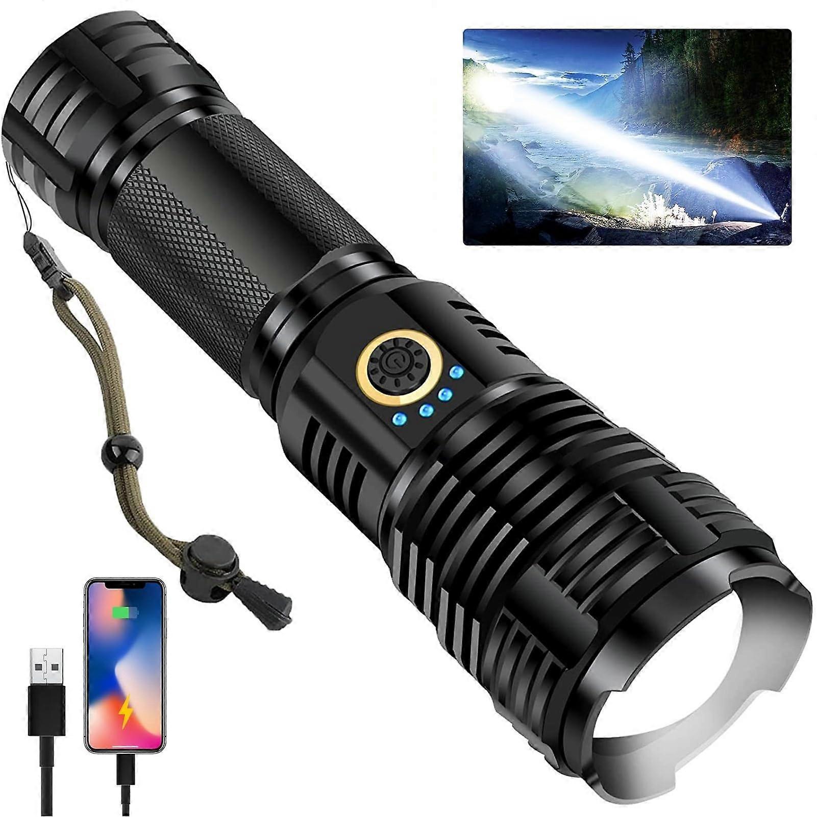 Rechargeable Bright LED Flashlight High Lumens, Super Bright 3000 Lumen Handheld Flashlights, for Emergency Camping Hiking Gift