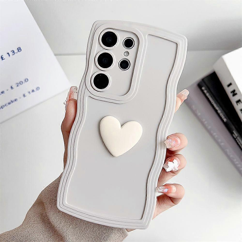 Solid Color Soft Silicone Case with 3D Heart Frame for Samsung Galaxy S24 Ultra S23 S22 plus S21 S20 FE Scratch and Fingerprint Resistant