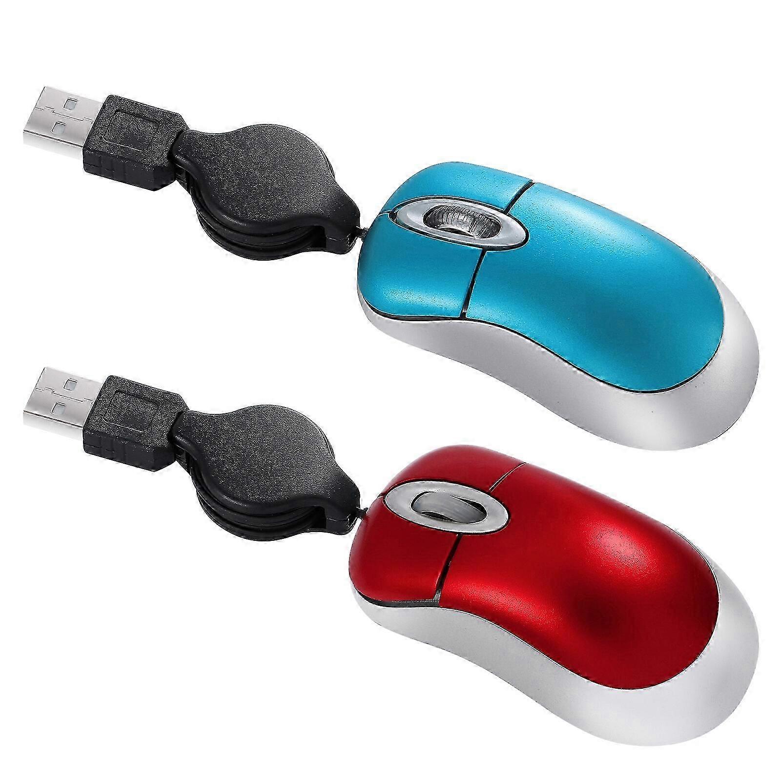 LEDMOMO USB Optical Mouse Compact Mini Plug and Play USB Mouse with Retractable Cable for Computers and laptops (Random Color)