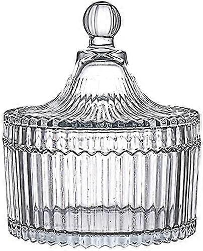 Glass Sugar Bowl with Cover, Crystal Candy Storage Box, Decorative Food Buffet Container, Easy Clean, Medium Size