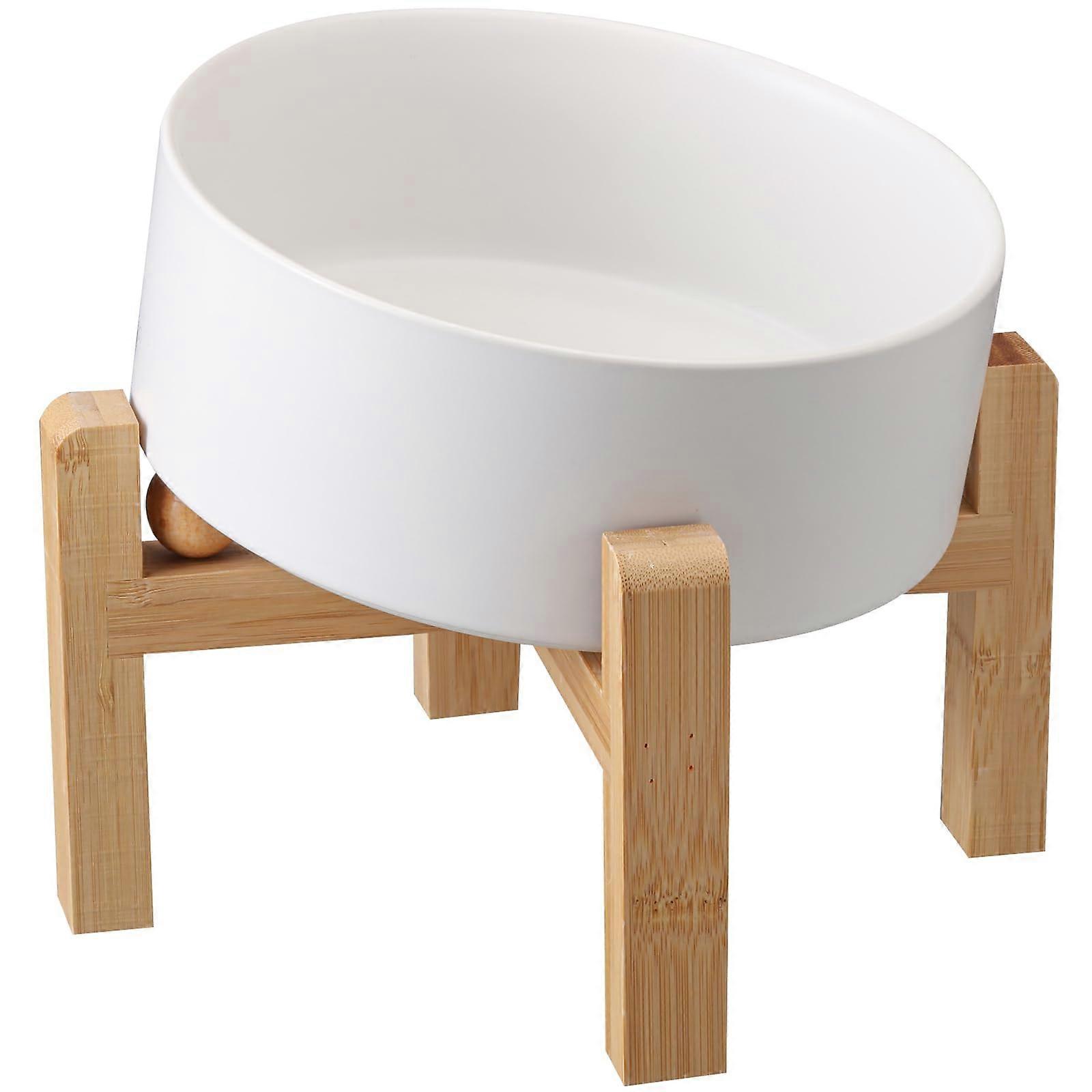 Anti-Kayama Ceramic Dog Bowl, Upgraded 15-Degree Sloped Raised Design, White, For Small And Medium Breeds
