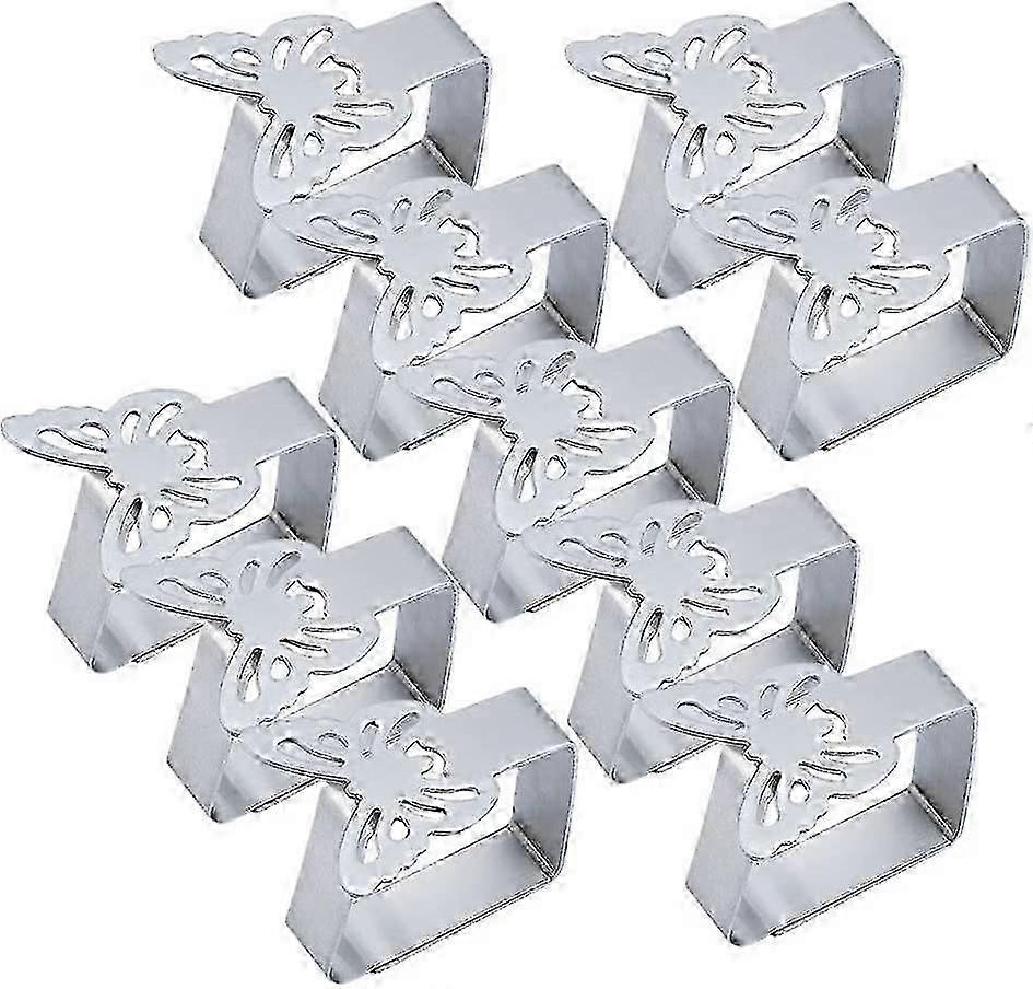 10PCSステンレス鋼屋外テーブルクロスクリップ、スチールクリップ付きテーブルクロス、滑り止めホルダー