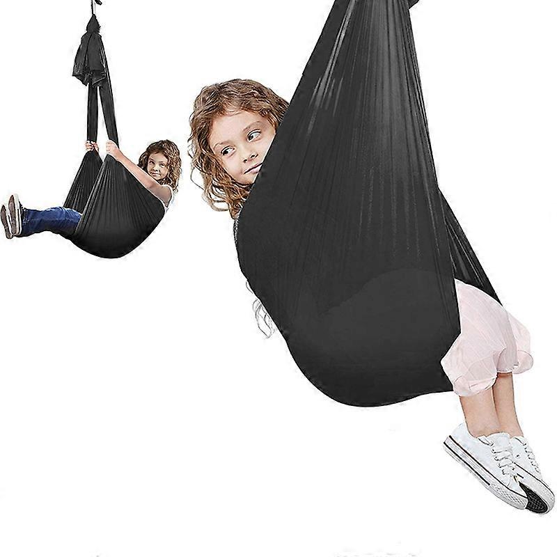 Altalena elastica per bambini per interni ed esterni, dimensioni: 1x2,8 m (nero)