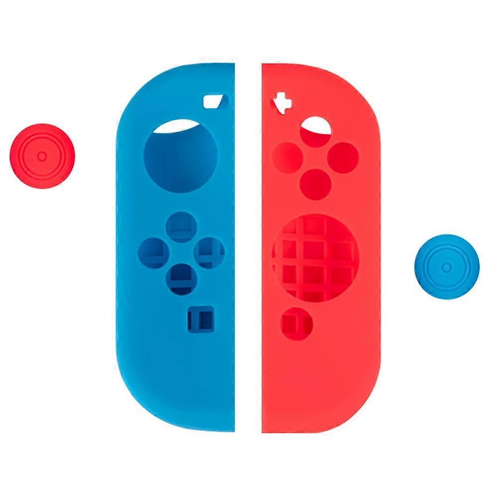 For Nintendo Switch Controller Silicone Case+Thumb Grip Caps Shock Absorbing Protective Cover