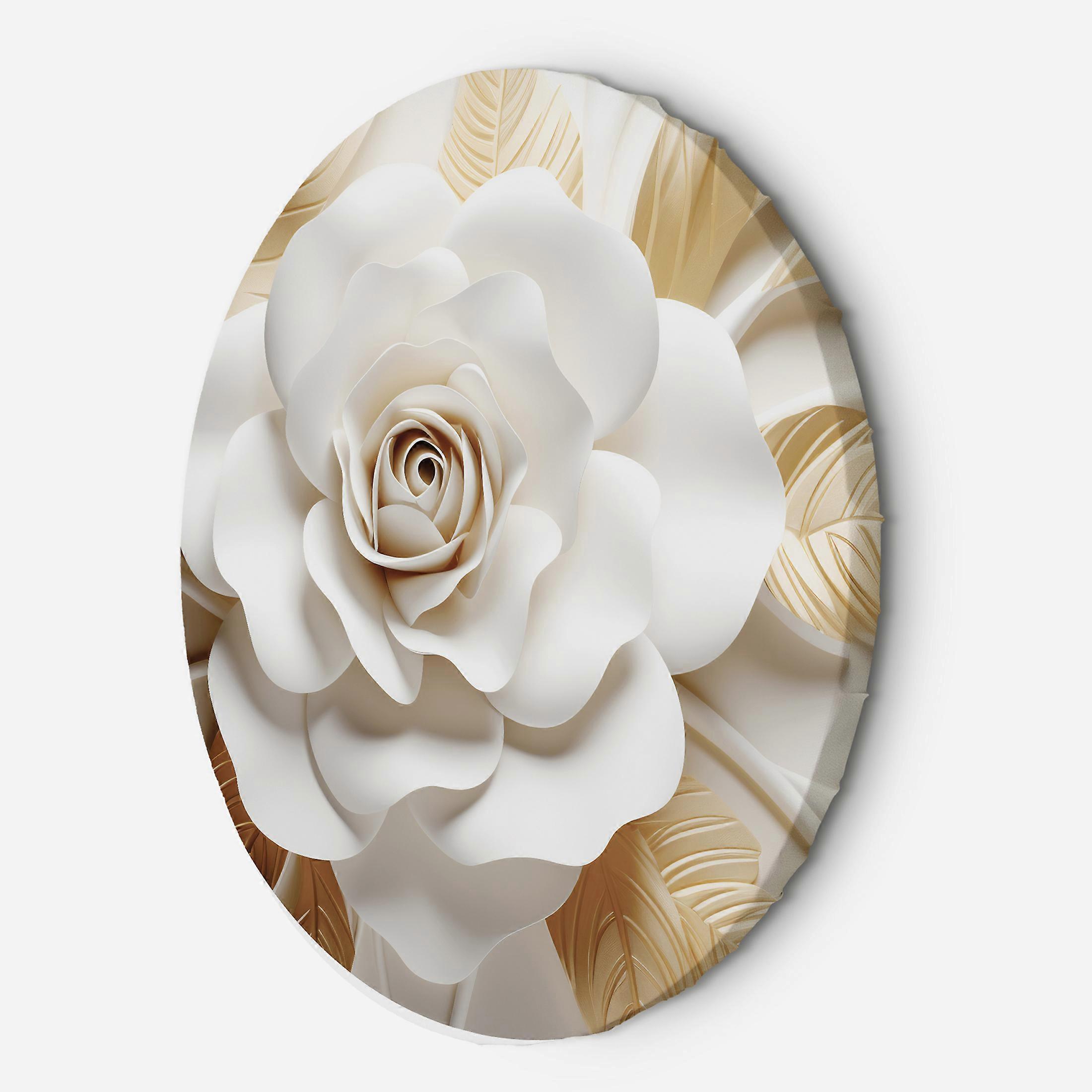 Lienzo, AI Flor de oro blanco 3D - 80x80