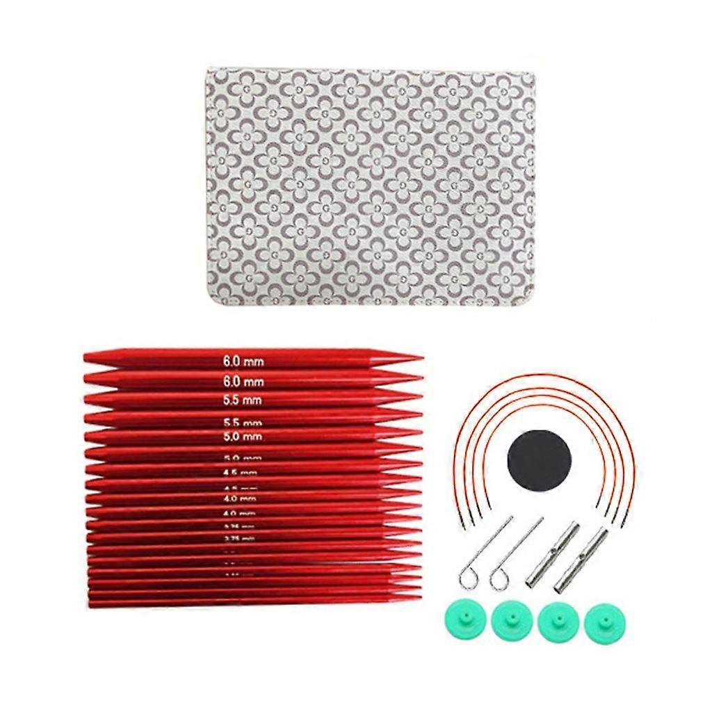 Circular Knitting Needle Set with Knitting Accessories, Zippered Leather Case