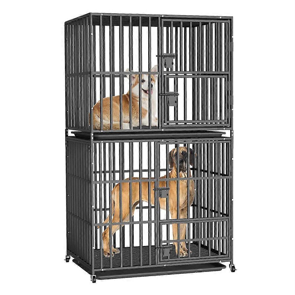 Large Stackable Dog Crate Strong Double Layer Pet Dog Kennel Cage