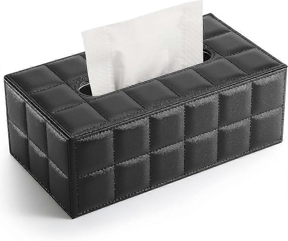 Rectangular Leather Tissue Box (black)--