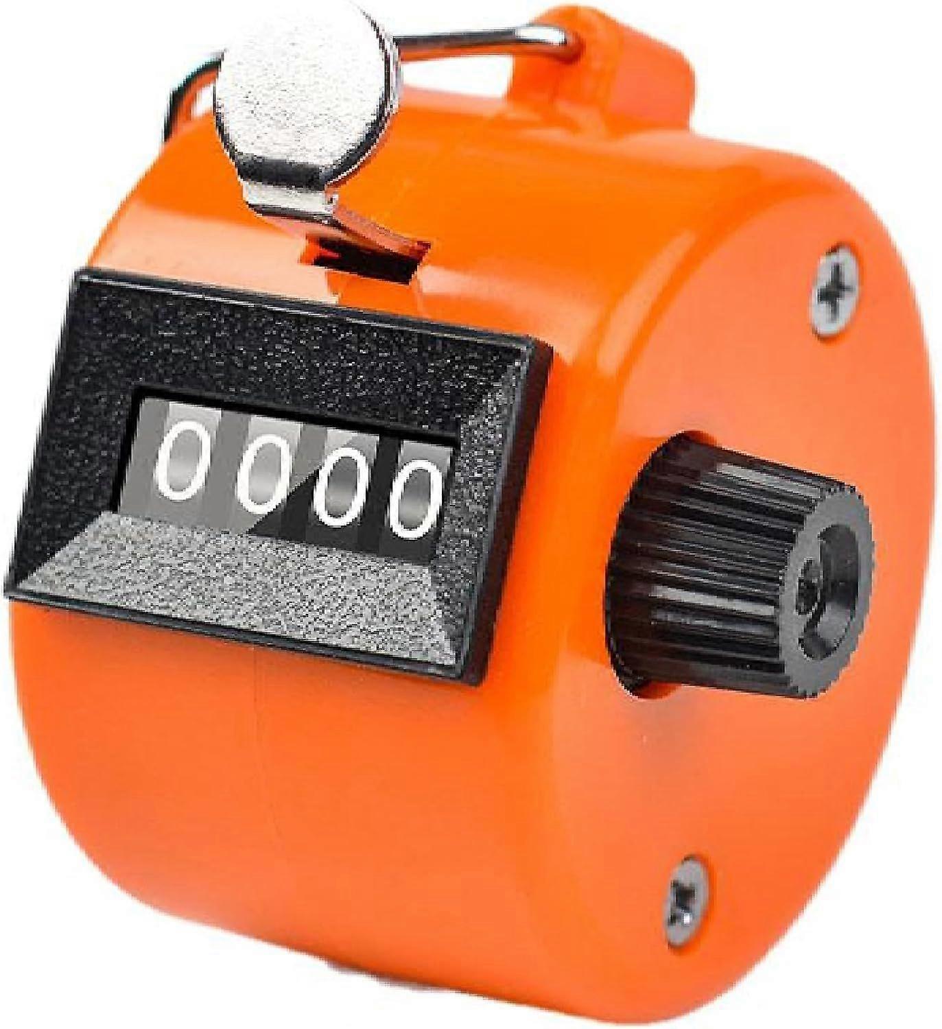 Metal Hand Held Tally Counter with 4 Digital Click Counters, Metal Hand Held Tally Counter for Counting, Manual Mechanical Step Counter (Orange)