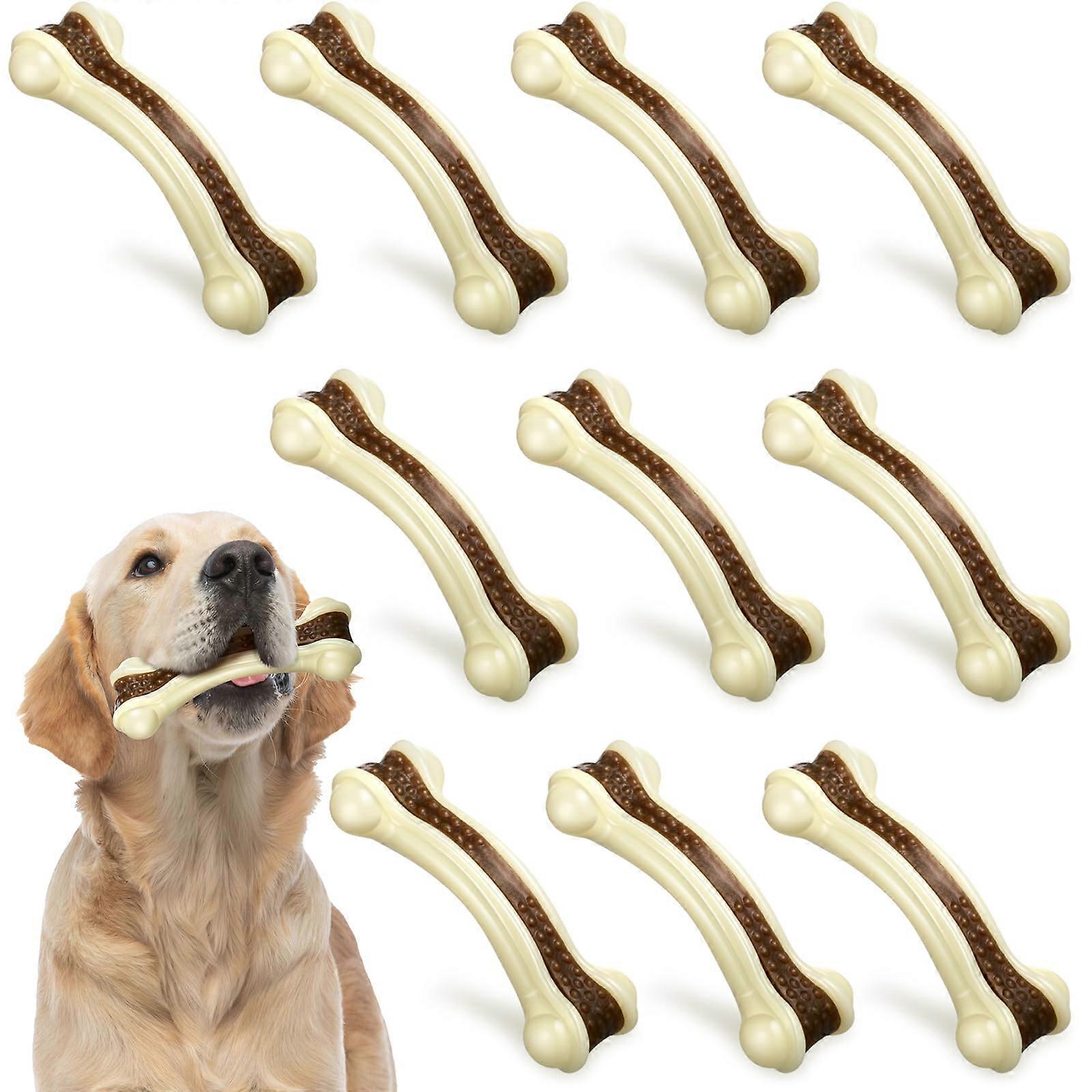 10 Pcs Dog Chew Toys for Aggressive Chewers Nylon Beef Flavor Dog Bones