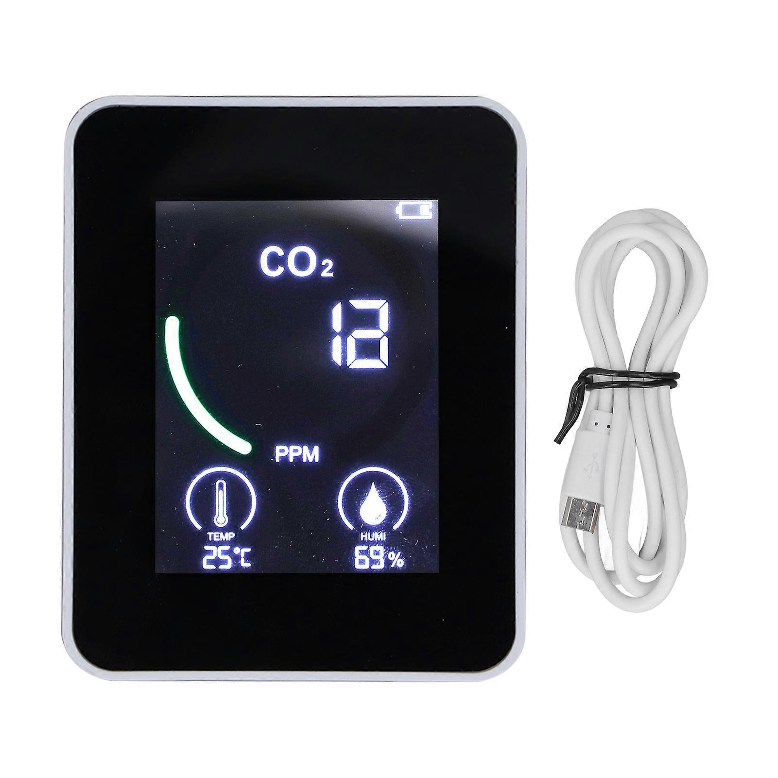 5 in 1 Carbon Dioxide Detector ABS Electronic Components 1500mah Temperature Humidity Meter for Home Office