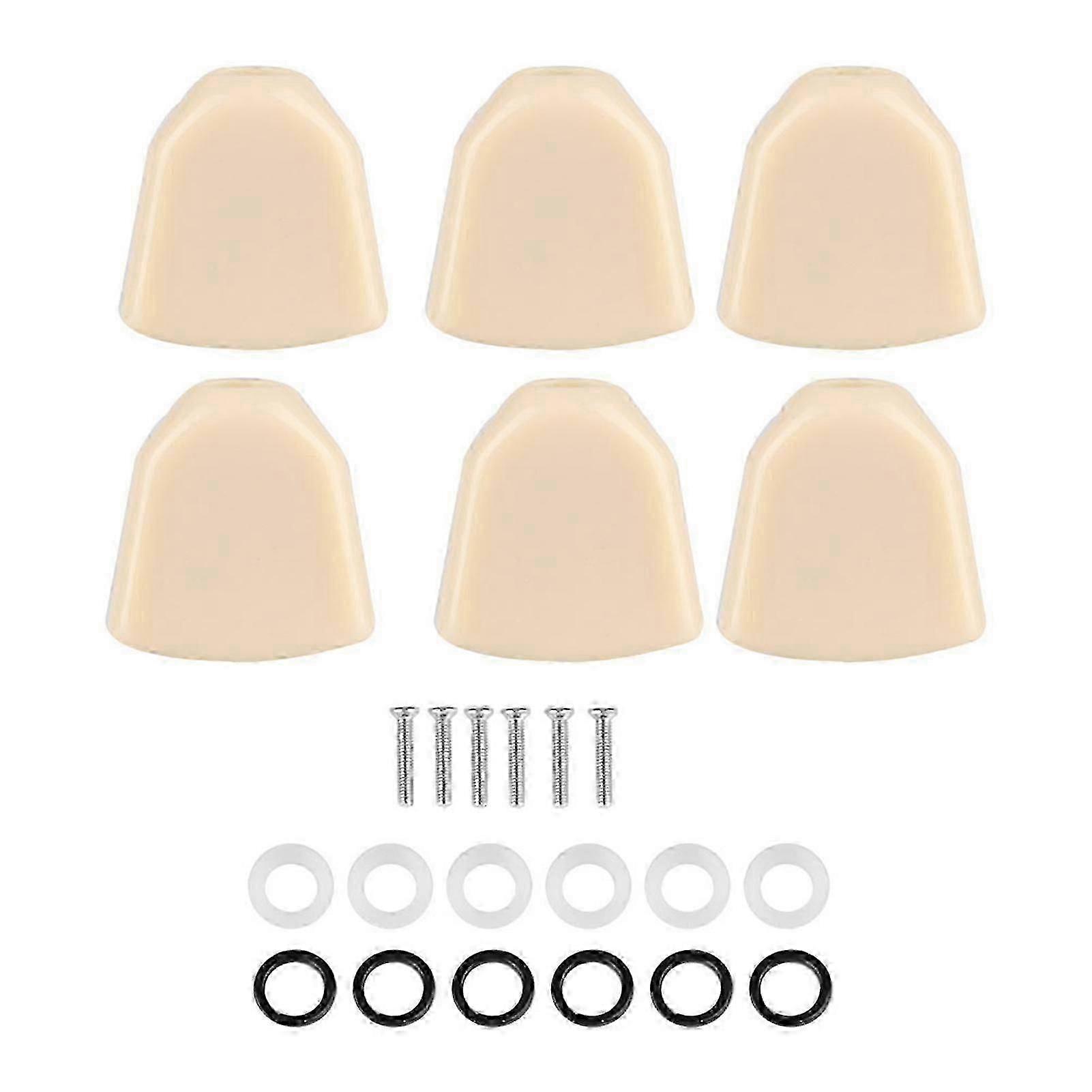 6pcs Acrylic Tuning Pegs Machine Heads Buttons for Guitar - Beige Replacement Parts for Instrument Tuning System