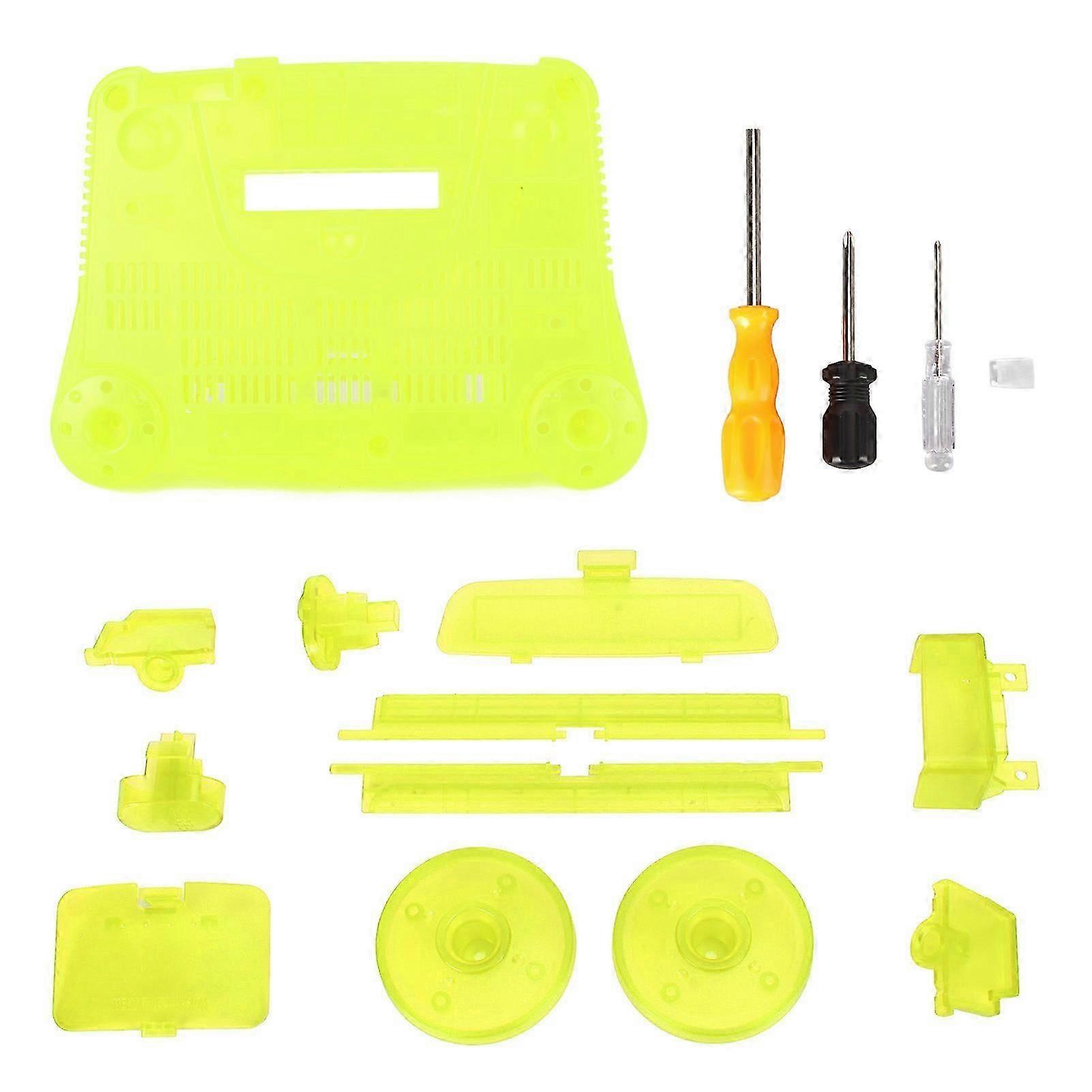 Game Console Replacement Case Retro ABS Sturdy Professional Replacement Shell for N64 Transparent Green