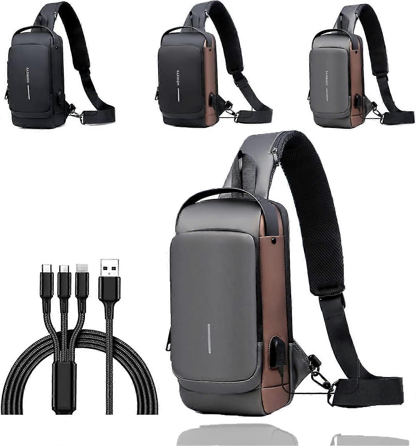 حقيبة حبال مضادة للسرقة ، حقيبة ظهر كتف مضادة للسرقة USB Charge Sport Crossbody ، حقيبة صدر حبال مضادة للسرقة