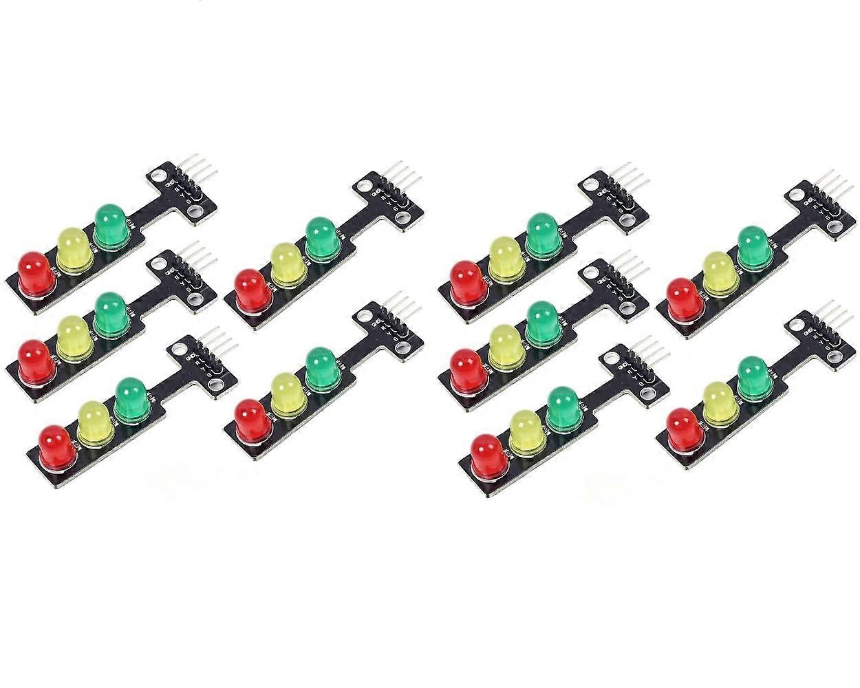 10pcs LED Traffic Light Module 5V with Digital Signal Output and 3 Light Separate Control for Normal Brightness