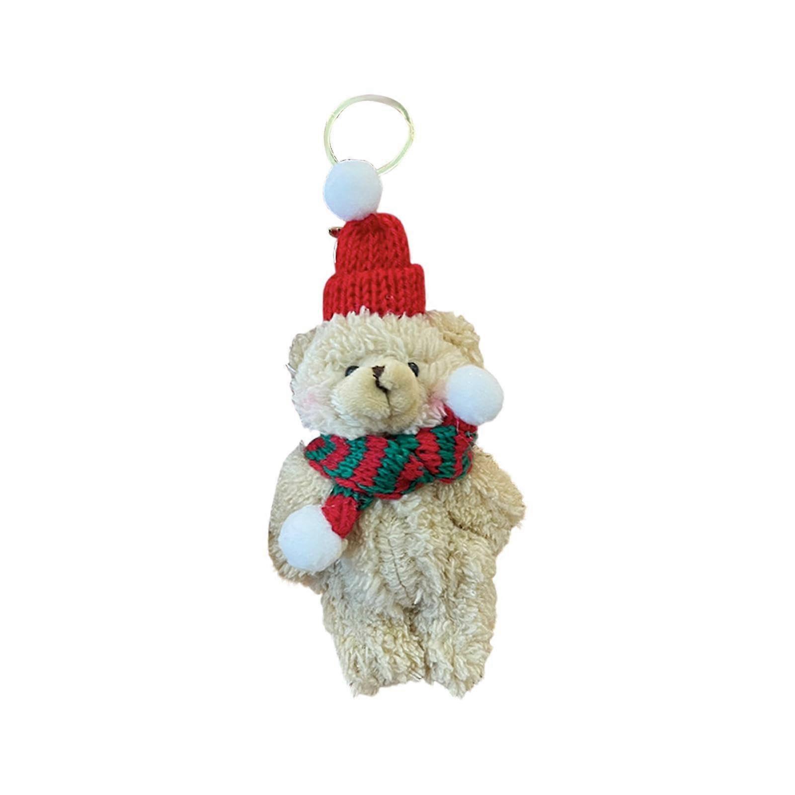 Christmas Plush Keyring Stuffed Animal Cartoon Keyring for Adults, Green and Red Braunbär Design, Soft Material