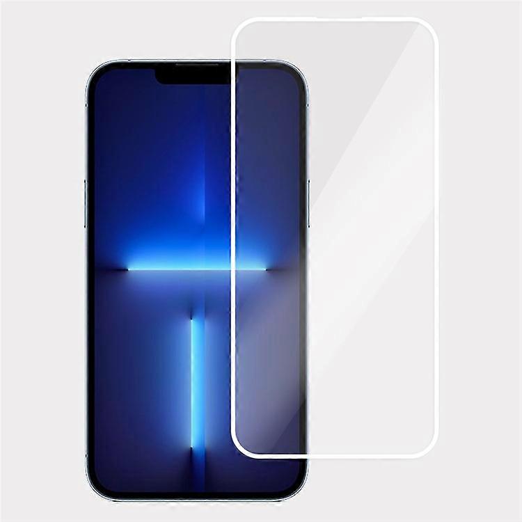 iPhone 14/13 Pro / 13フルグルー電気メッキホワイトエッジ高アルミニウムシリコーンガラスフィルムに対応したスクリーンプロテクター