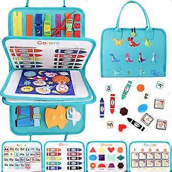 Children’s Educational Felt Activity Board Montessori Learning Toy Interactive Dress-Up Practice Life Skills Green 45cm x 28c