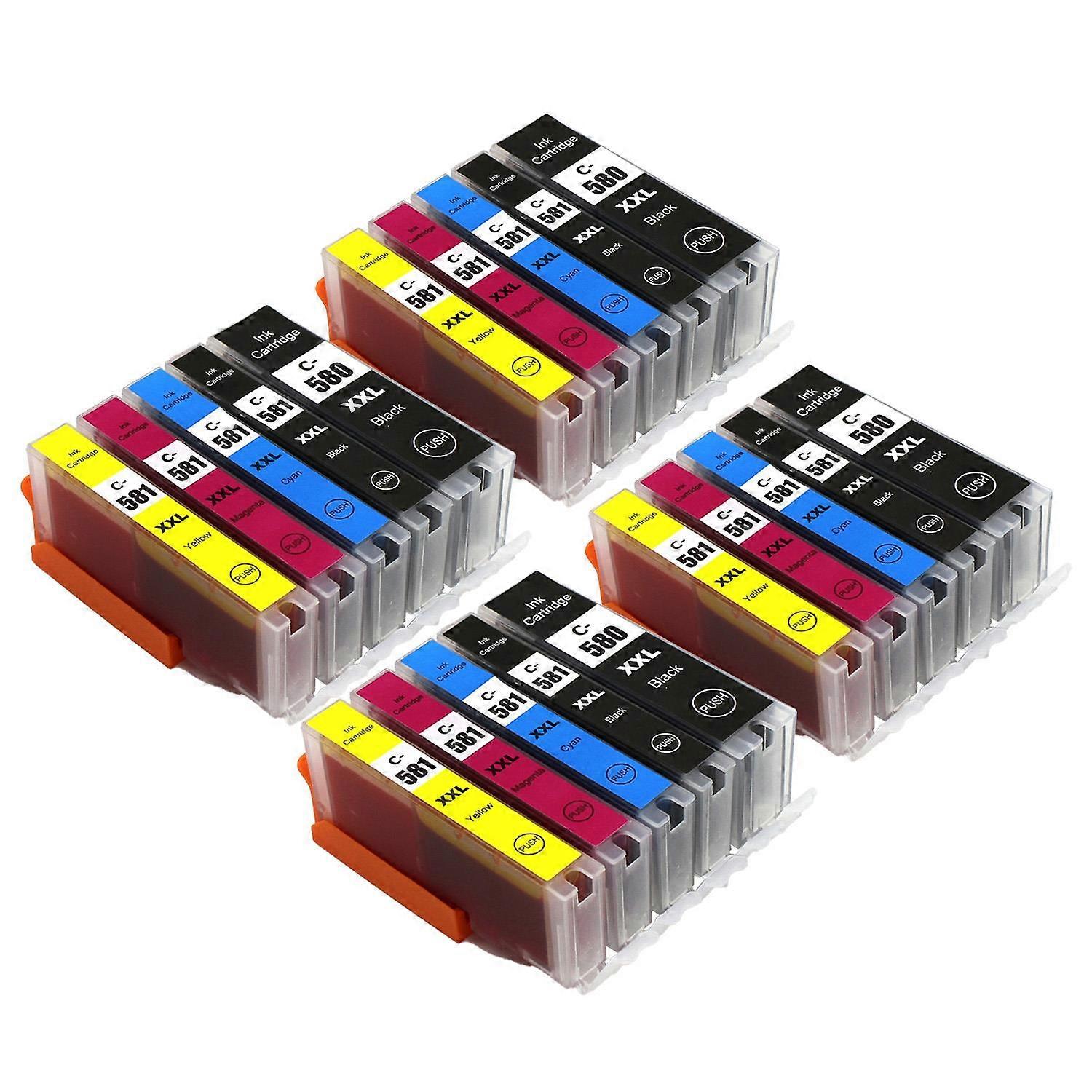 Go Inks Compatible PGI-580 & CLI-581 Ink Cartridge Set, 20 Pack, Black/Cyan/Magenta/Yellow for Canon Pixma Printers