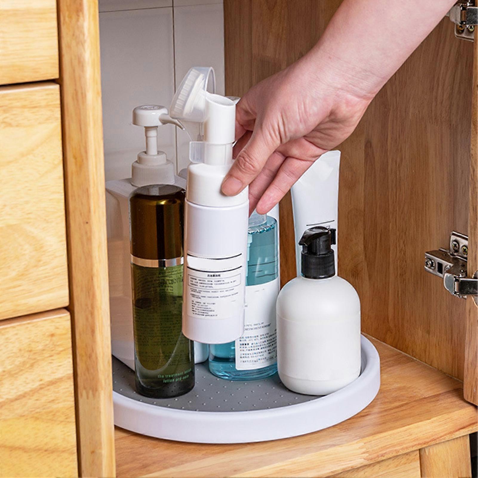 Rotating Kitchen Spice Organizer 25x2cm White Gray, Strong Load