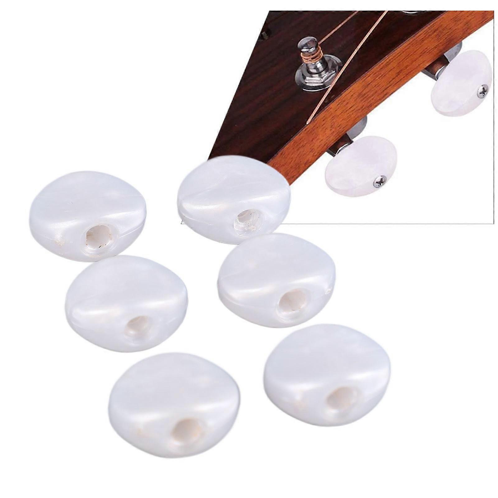 6PCS Tuning Key Button Electric Guitar Tuners Machine Head Replacement Button Tuners Machine Handle White