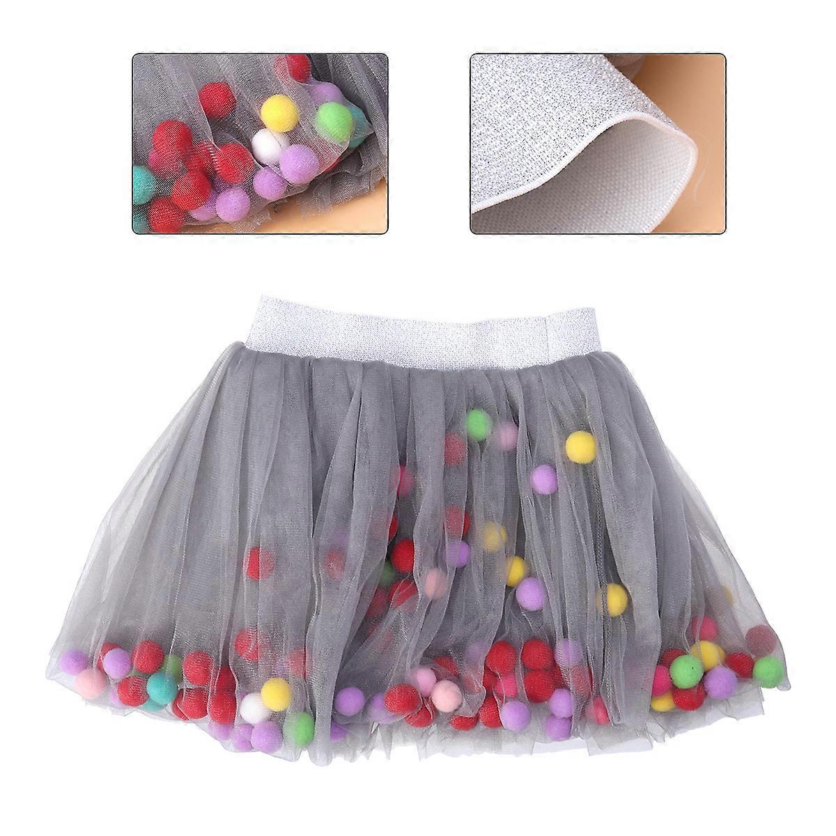 Ballet Tulle Skirt Grey Tutu Outfit for School Events Dance Performance 1Set
