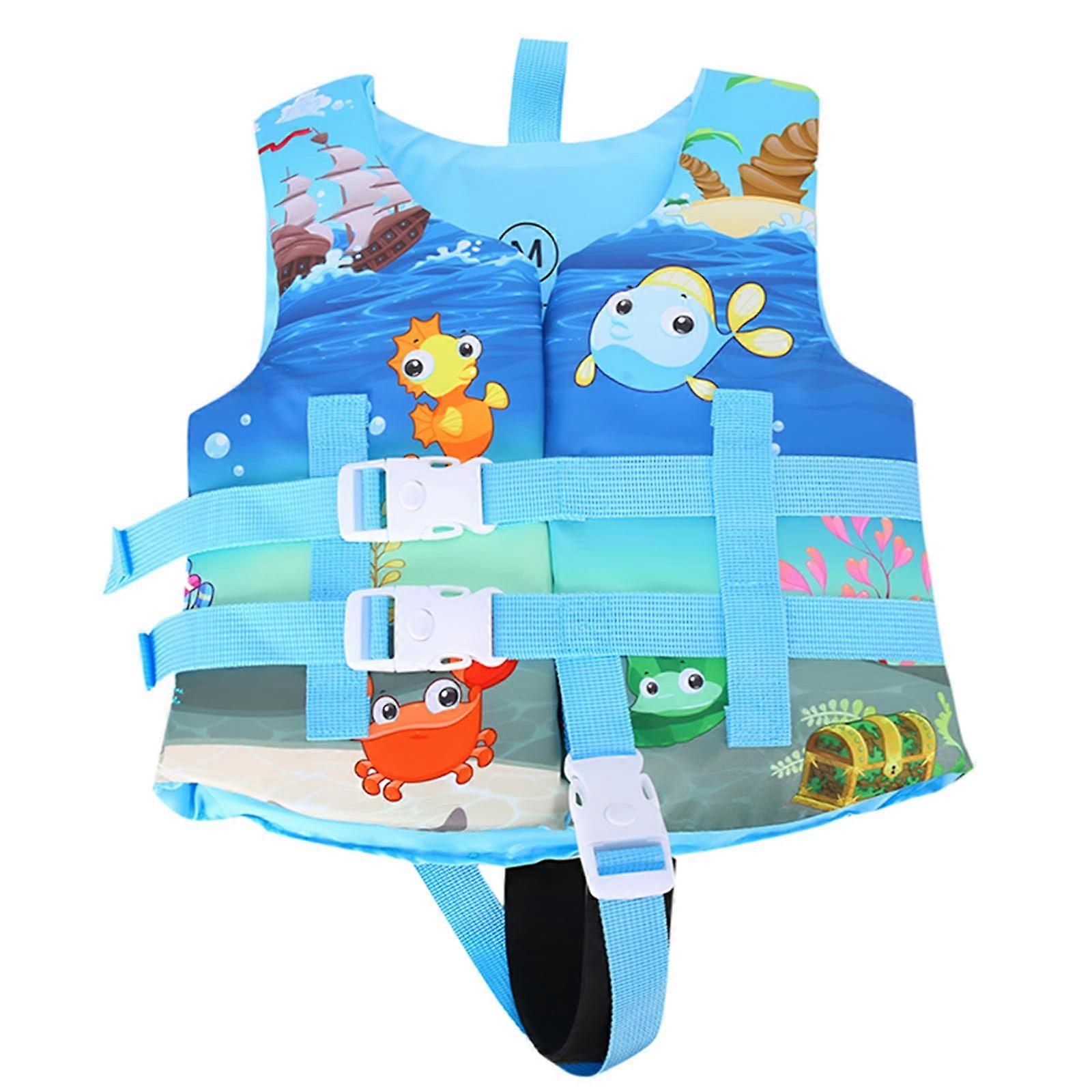 Children's Life Jacket Lightweight Neoprene Buoyancy Vest for Learning to Swim Ages 1-10 Crotch Strap Blue