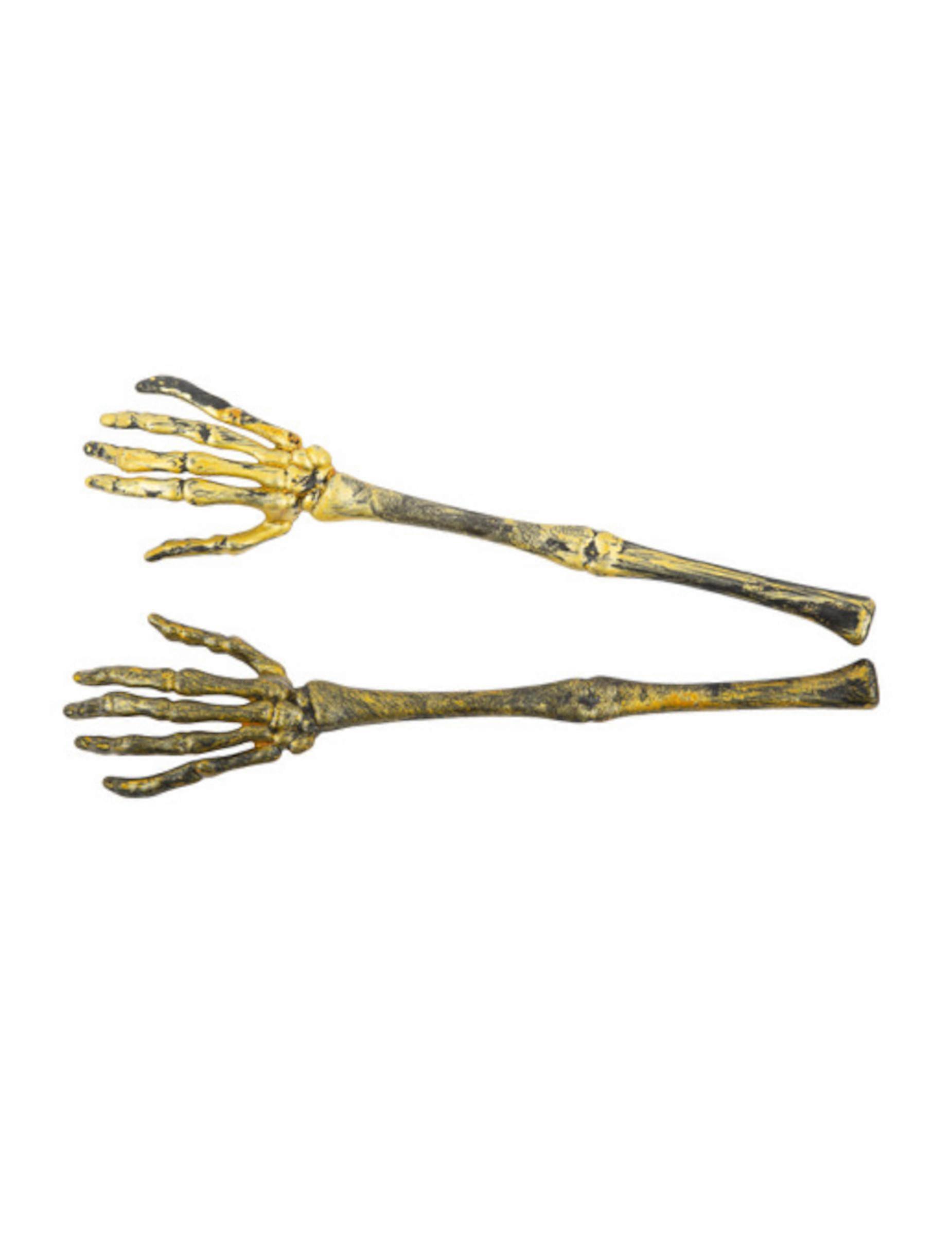 2 Aged Gold Plastic Skeleton Arms 31cm