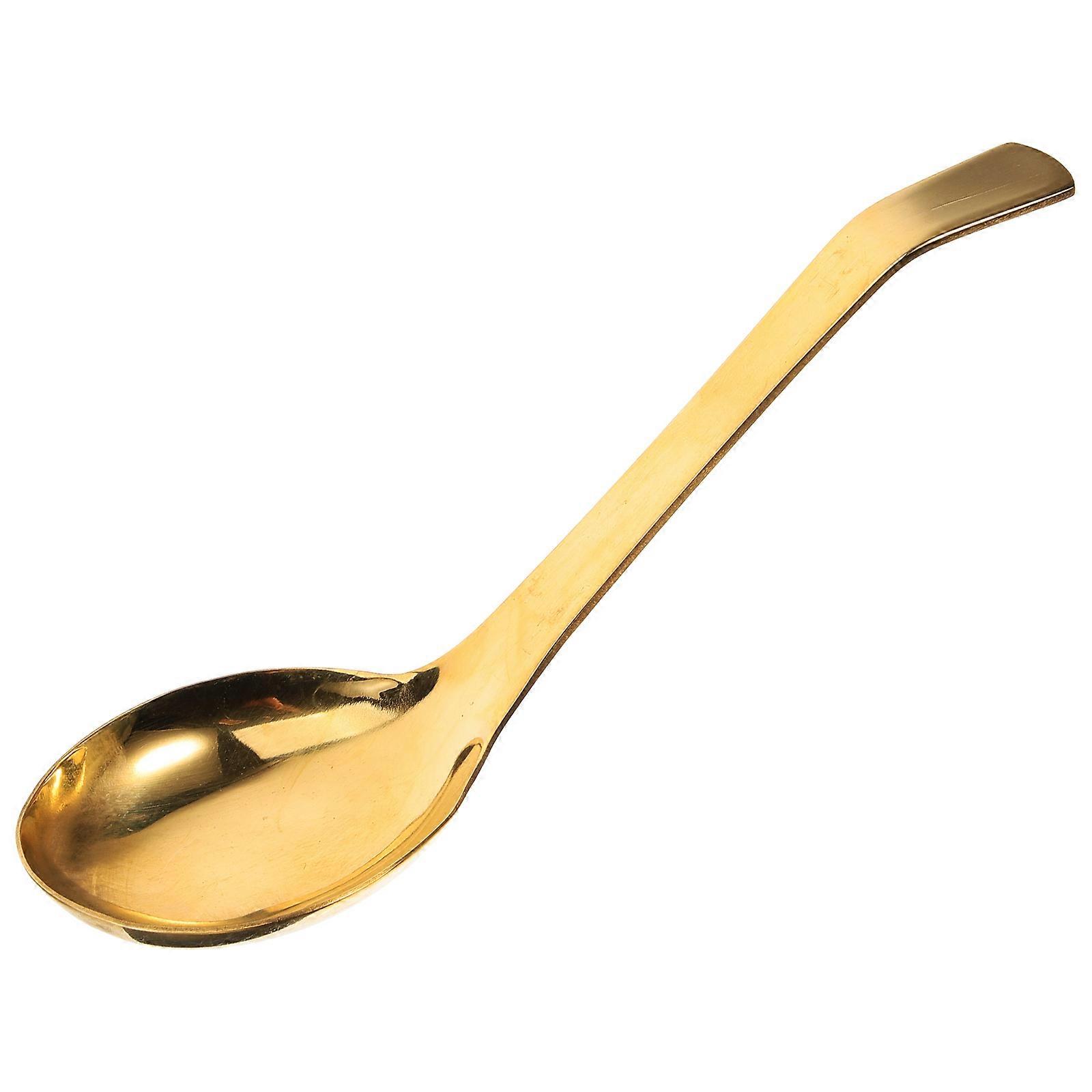 Brass Soup Spoon with Thick Handle, Large Ergonomic Serving Spoon for Soup, Porridge, and Rice, Ideal for Home and Restaurant Use