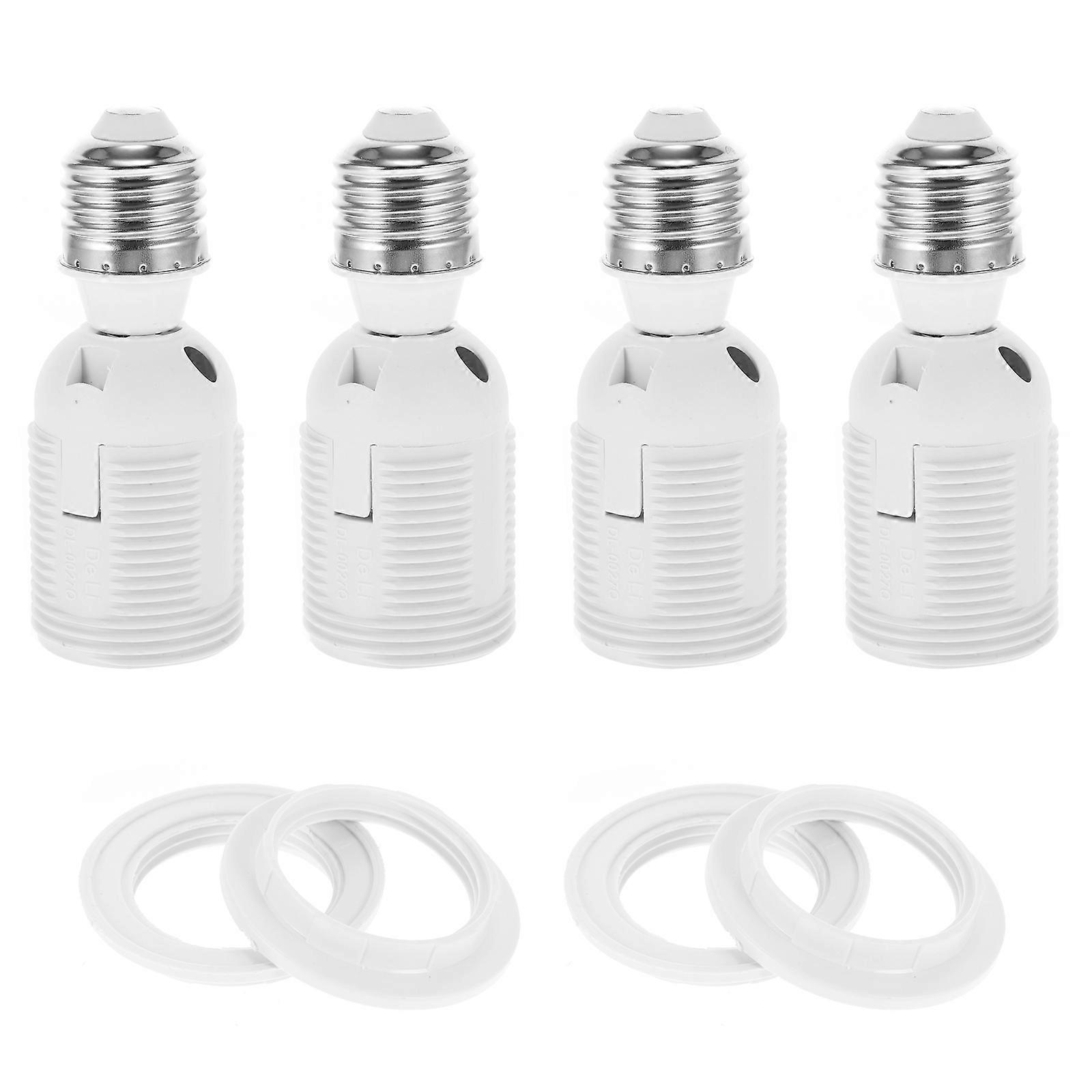 1 Set 4Pcs E27 Lamp Bulb Socket Extenders Plastic Socket Converters (White)