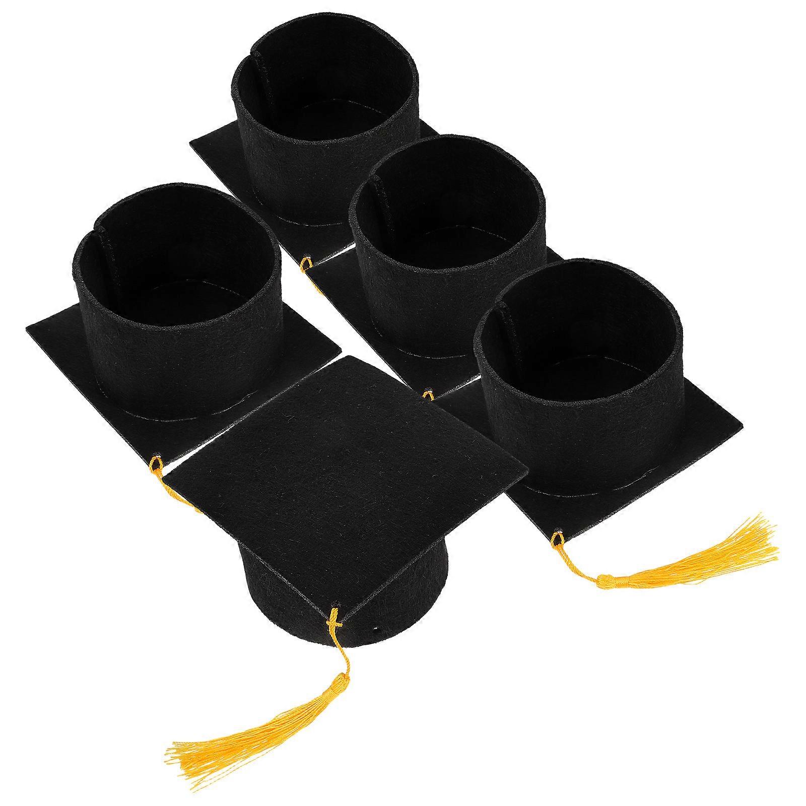 Graduation Decoration Mini Graduation Hats Graduation Party Favor Set Graduation Hat Decor Square Felt Black 5Pcs