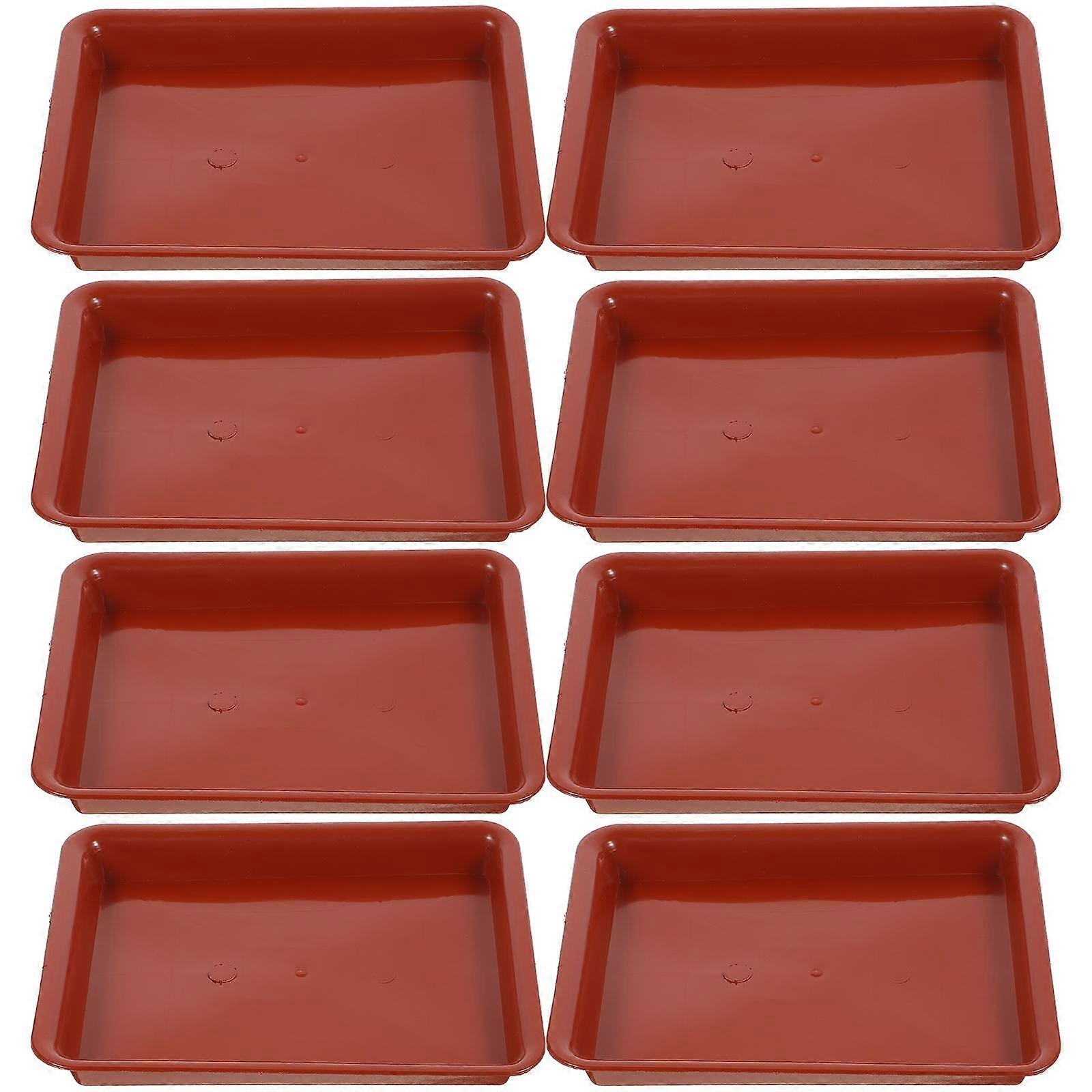 Flower Pot Trays Rectangular Water Tray Indoor Planting Dark Red 20.00X15.50X2.50CM Stable Support 10Pcs