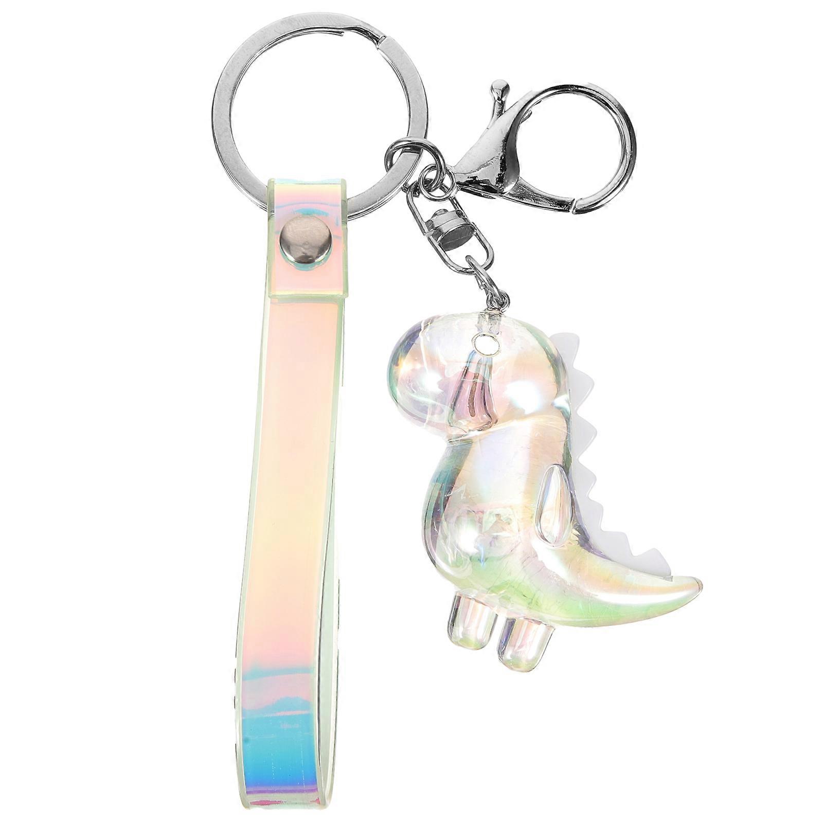 Acrylic Dinosaur Toy 1Pcs White Keychain Pendant Easy Attach and Remove for Decoration