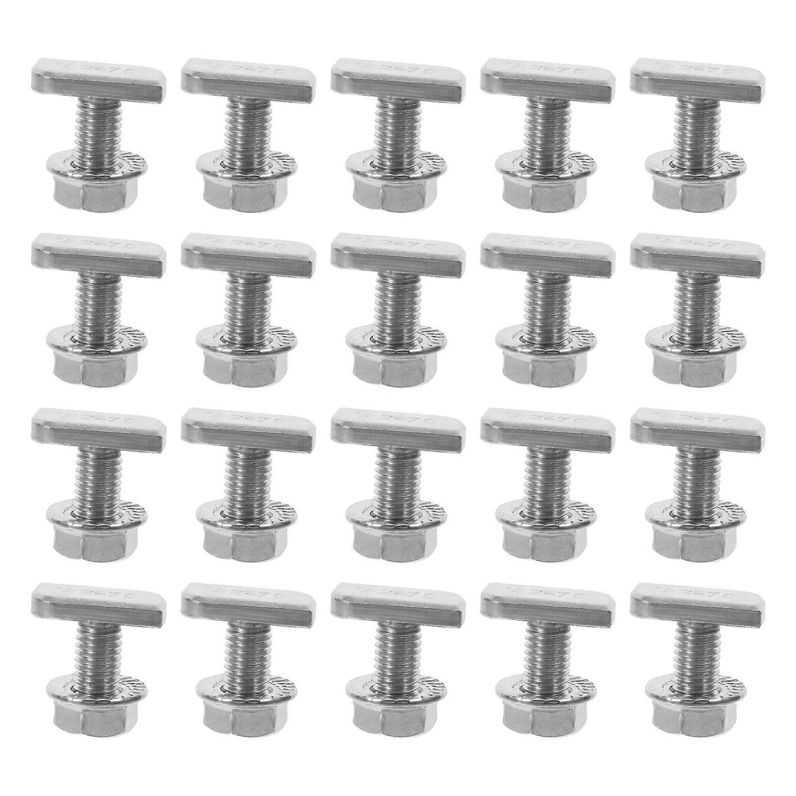 Stainless Steel Screws And Nuts Set Hexagon Construction Various Applications Silver 2.40X2.40X0.90CM Locking Function 20Sets