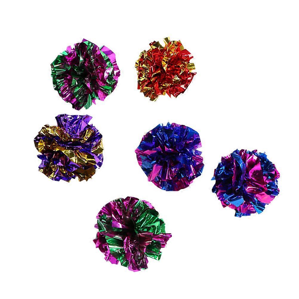 Cat Toys Collection Crinkle Balls Bright Metallic Colors For Cats Kittens Interactive Play Squeaky Sound 24Pcs