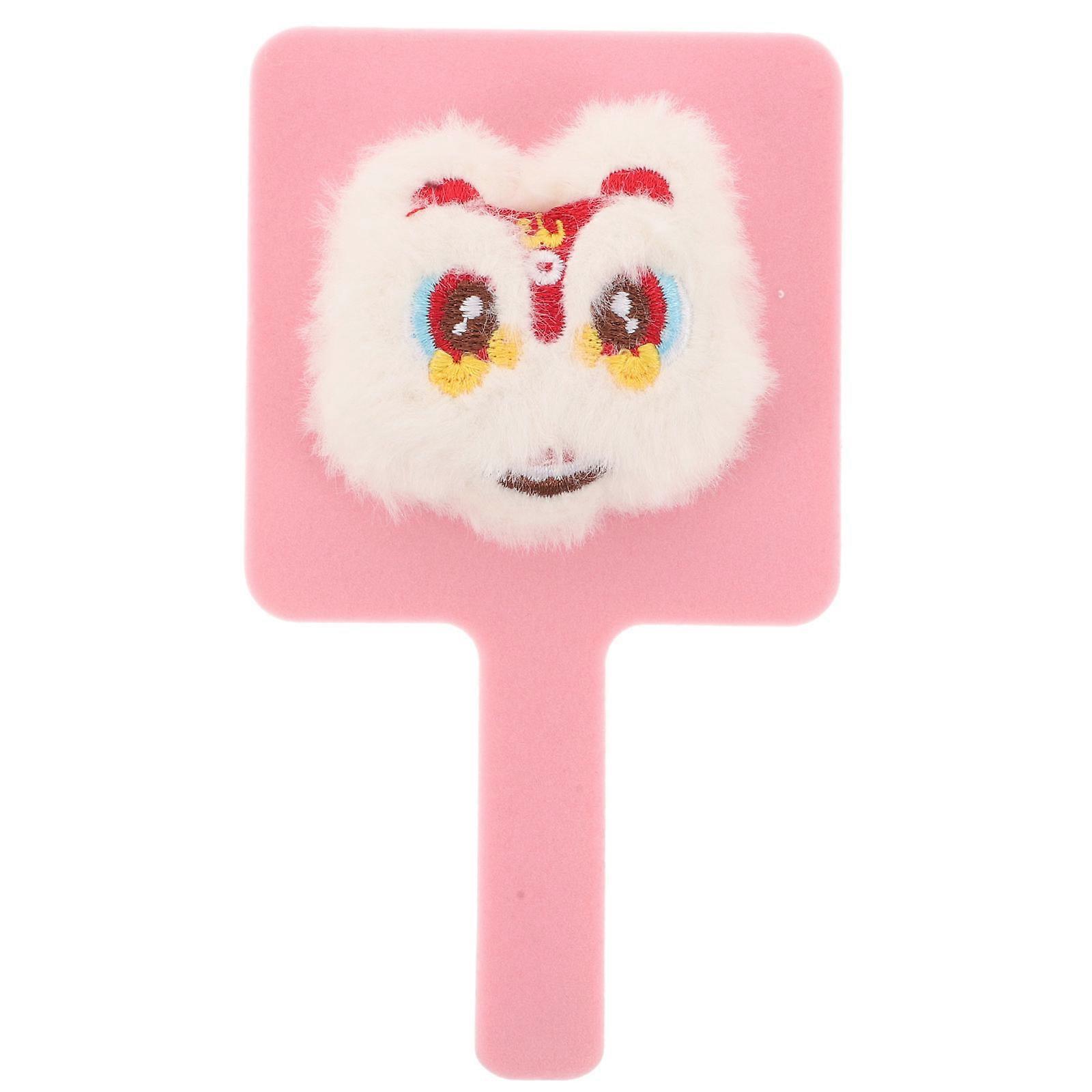 Handheld Mirror Cute Design Cartoon Lion Shape Red Color High-Definition Reflection 1Set