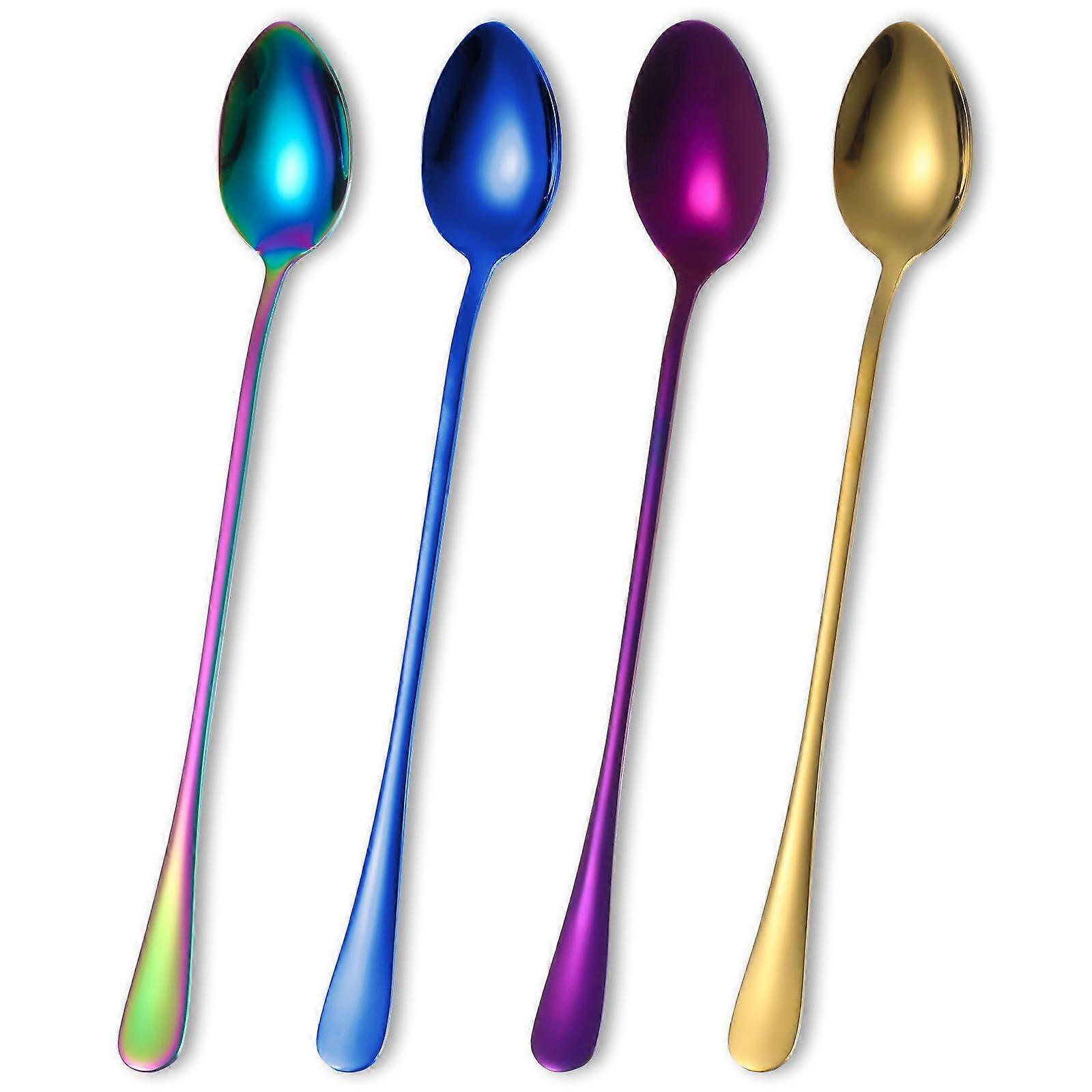 Set of 4 Latte Macchiato Spoons for Iced Coffee, Iced Tea, Milkshake