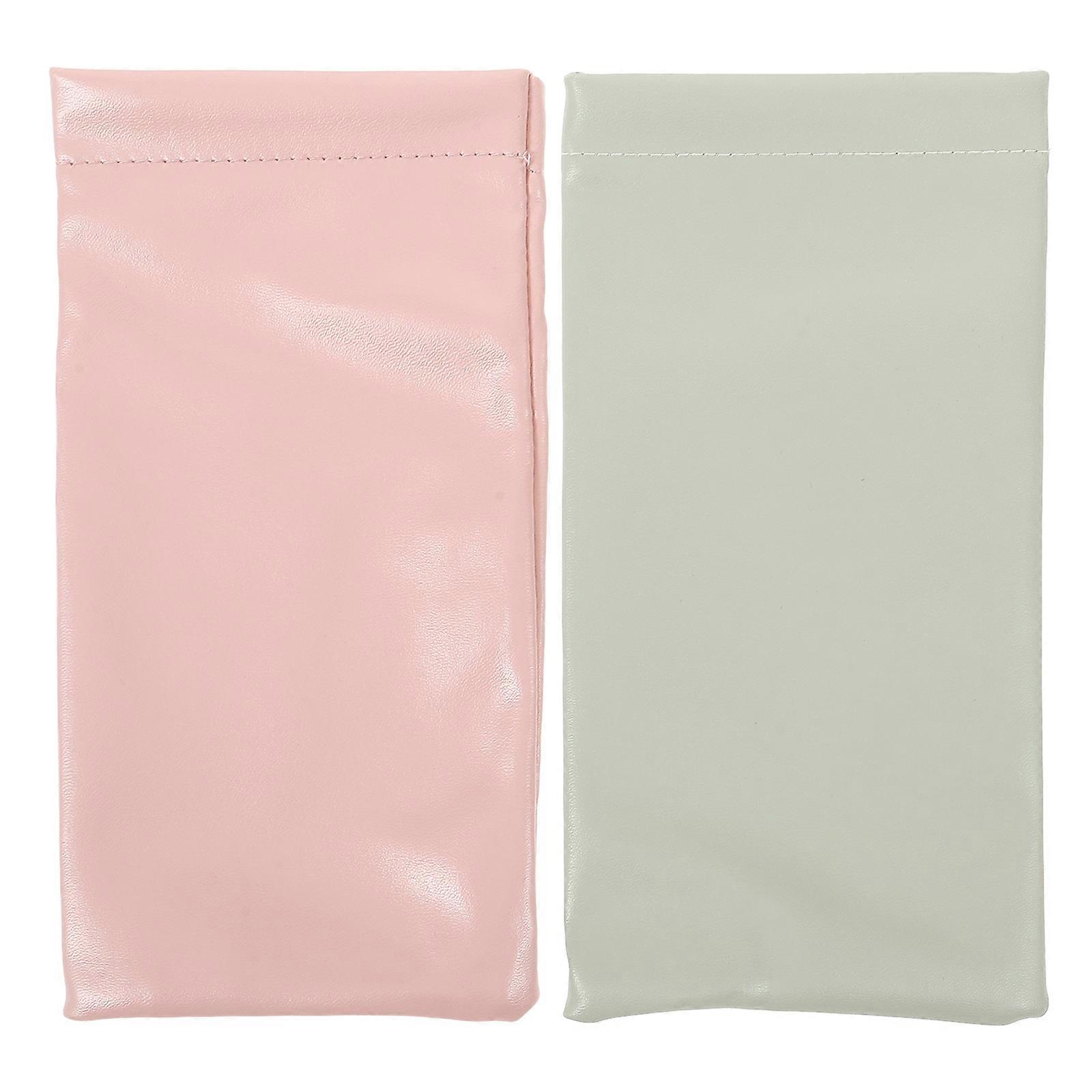 Glasses Pouch Soft Sunglass Case for Storage Use 2Pcs Assorted Color PU Material