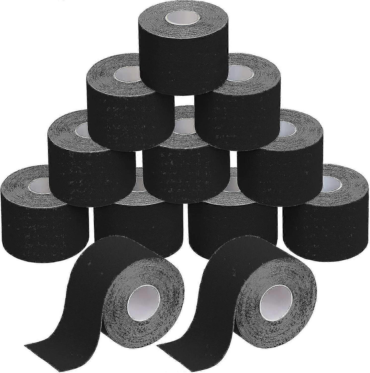 Sport 12 Rolls Kinesiology Tape 5 M X 5 Cm Many Colors E-book Application Examples Mcle Support Elastic Strapping Tape, Colour:white