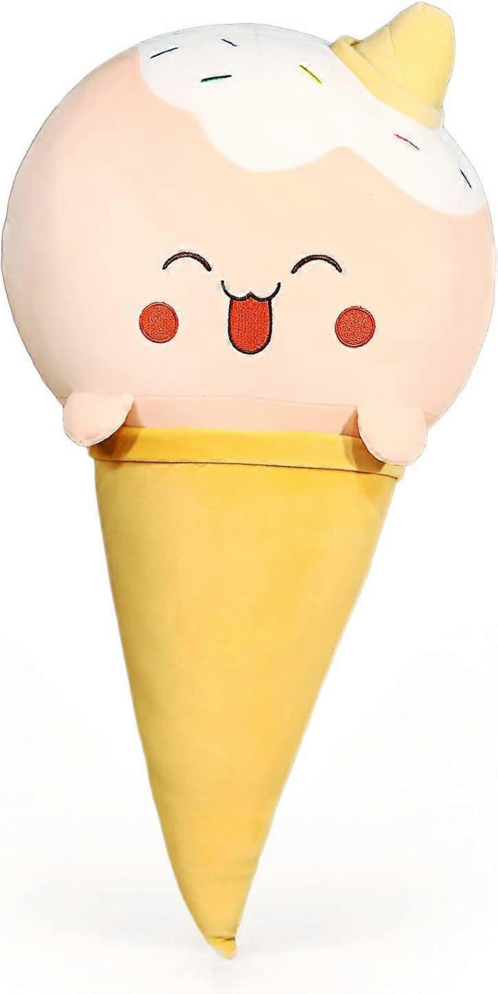 Super Funny Ice Cream Plush, Soft Fluffy Food Plush Cushion Pillow Stuffed Plush Toy for Kids (Pink)