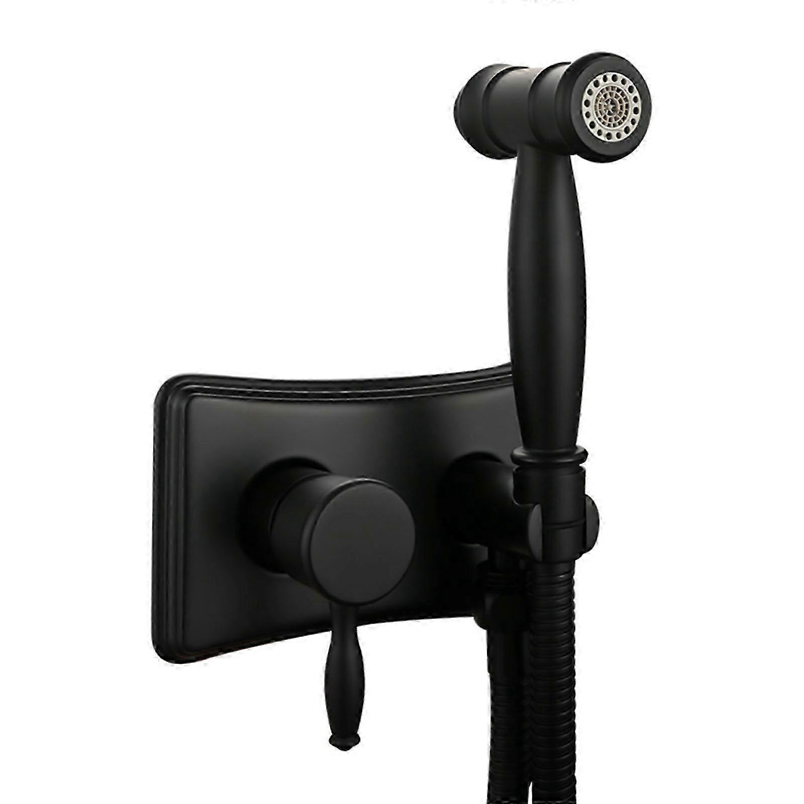 (Black) Portable Brush Sturdy Handheld Bidet Sprayer Set Accessory For Toilet With Adjustment Water Temperature Control