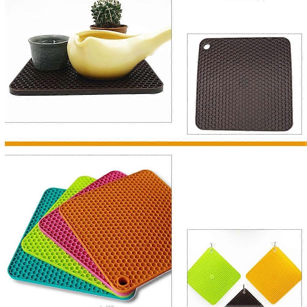 Heat Resistant Table Mats Silicone Insulation Mat Square Microwave Compatible Non-Slip Pot Holder for Kitchen Use 4Pcs Red Yellow