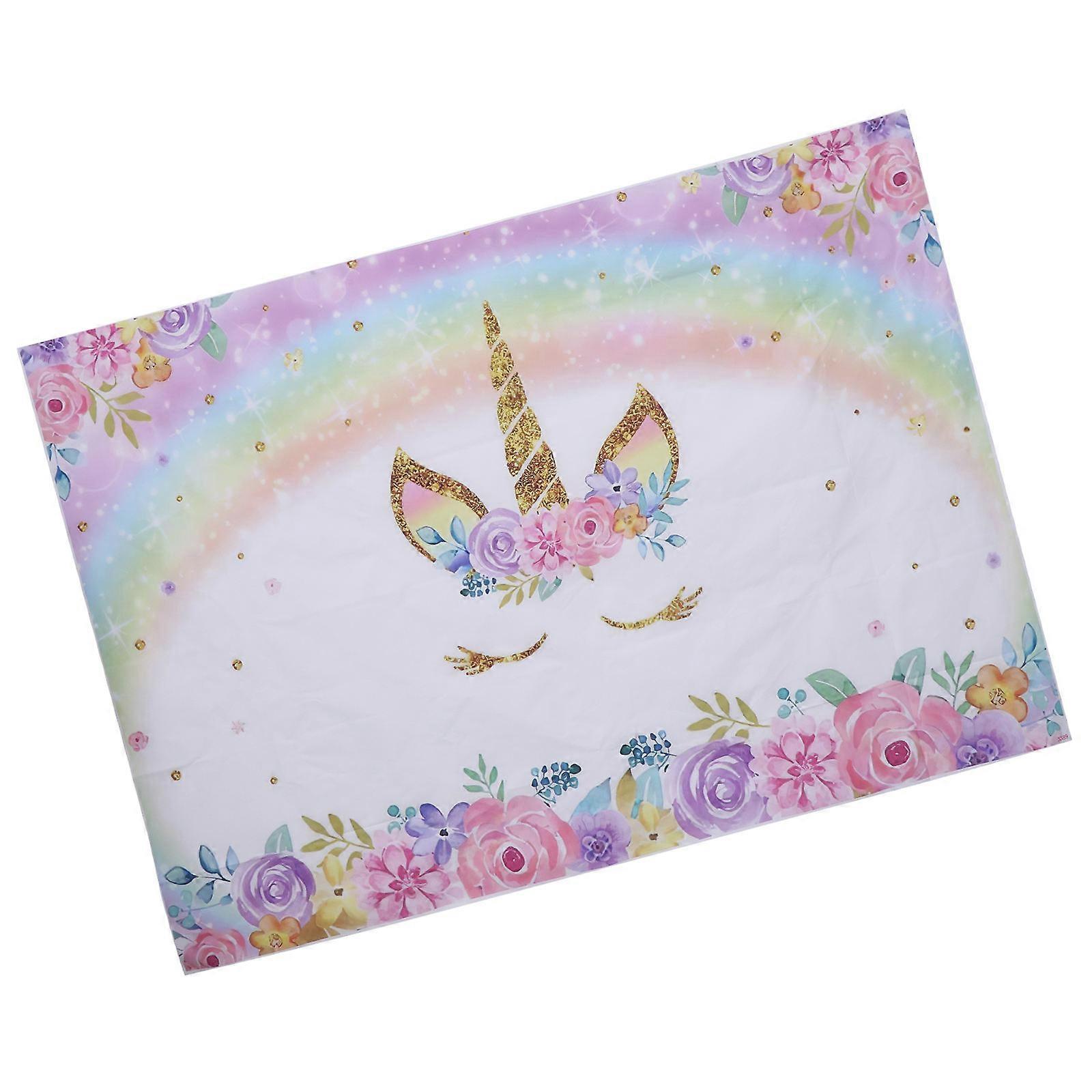 Birthday Backdrop Unicorn Birthday Background Cloth Photography Background Children's Birthday Party 1Set