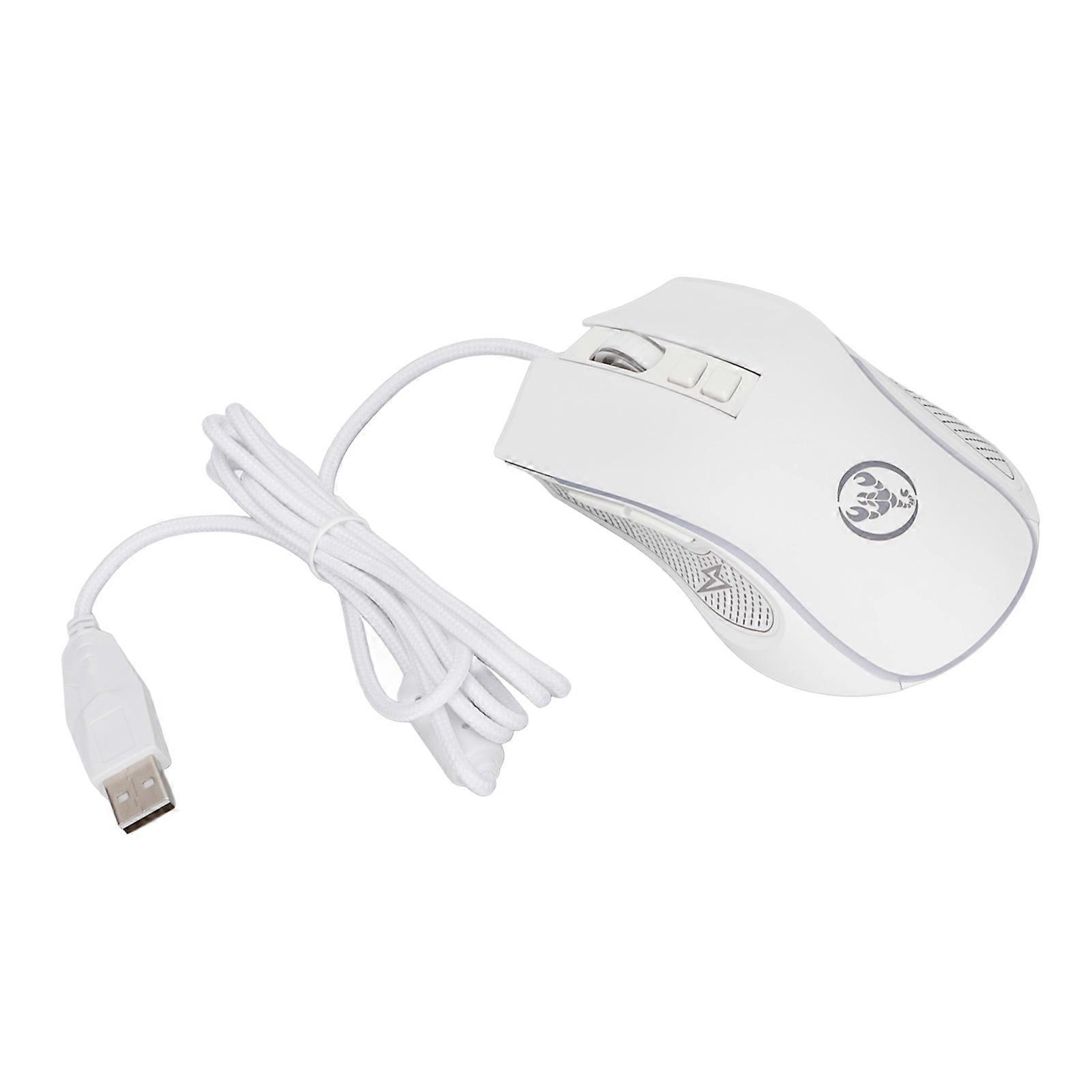 Ergonomic RGB Wired Mechanical Mouse 3600 DPI Adjustable Colorful for Laptop PC White