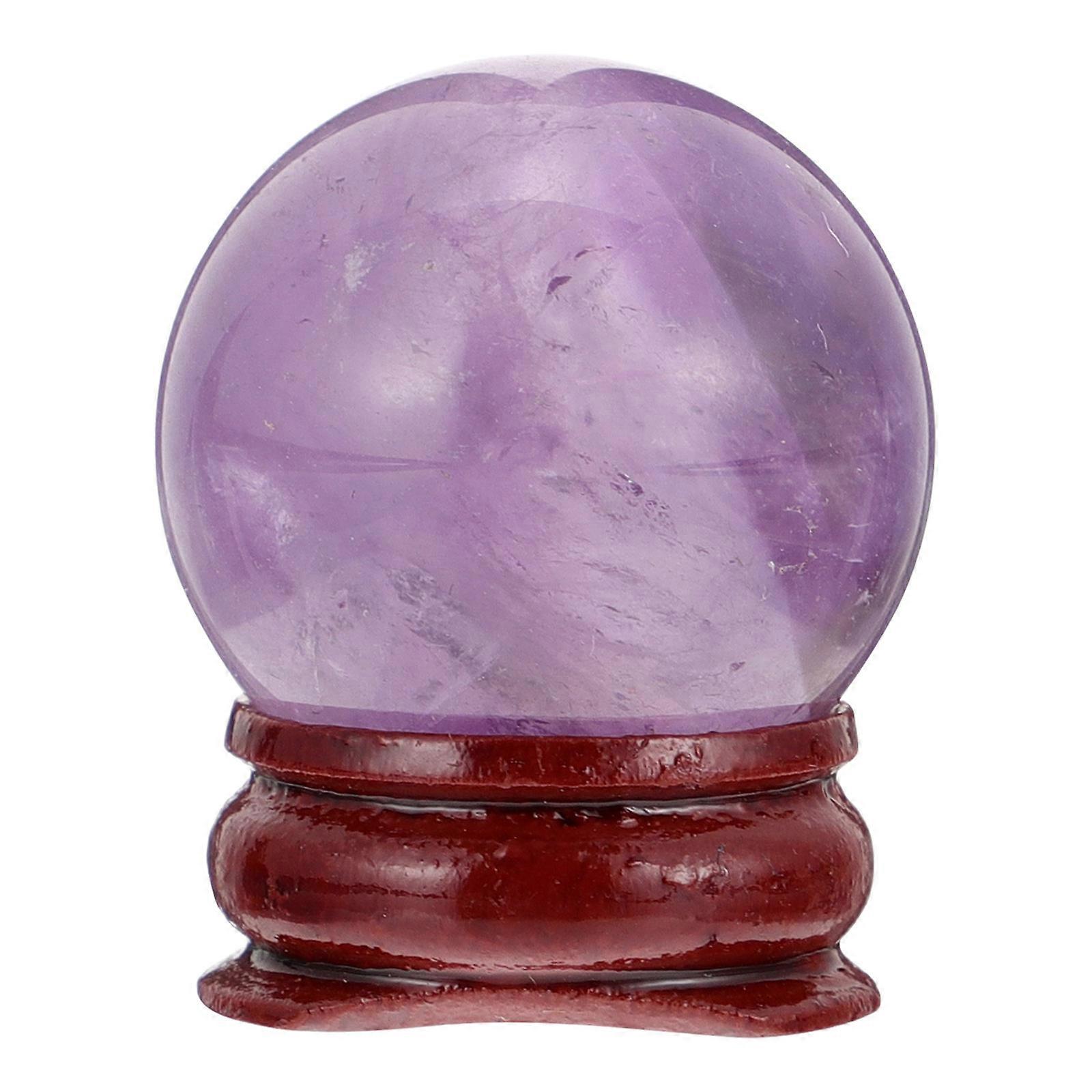 Purple Crystal Ball with Wooden Base for Home Decor Adds Elegance and Style to Any Room 3.5 Inches