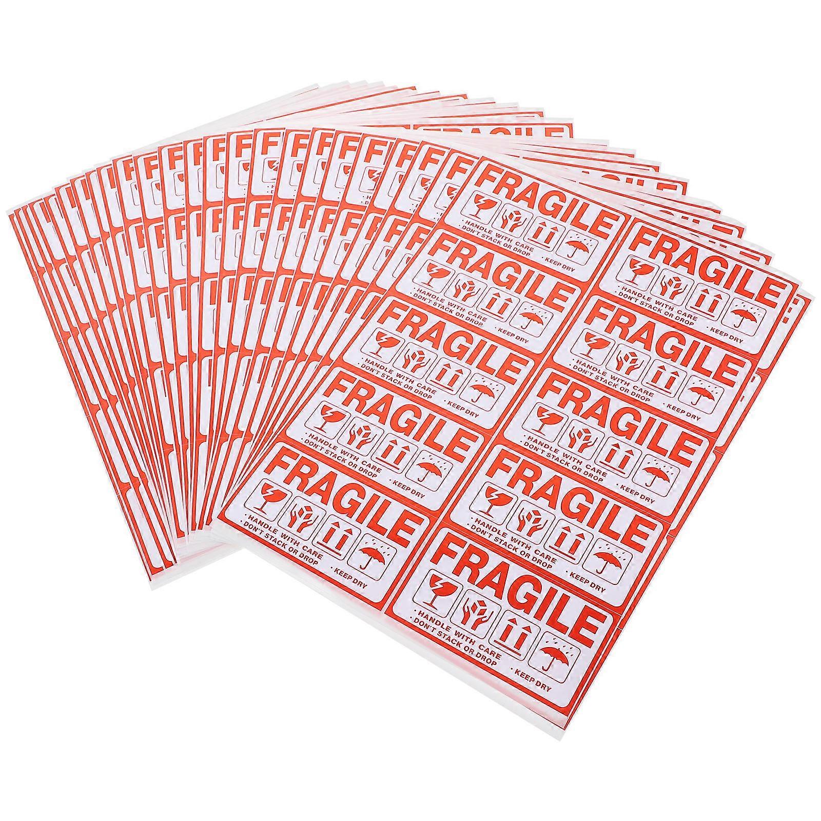 Warning Fragile Sticker for Individuals 20 Sheets Lightweight Red Self-Adhesive Caution Labels